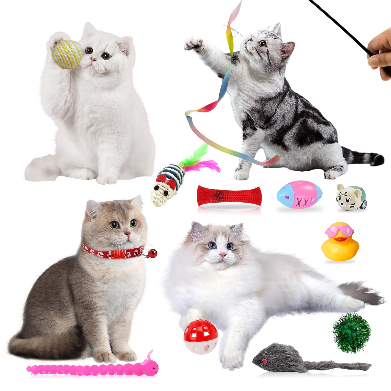 24 Days Christmas Countdown Calendar - Cat Advent Calendar - with Assorted Interactive Cat Toys for Indoor Kitten Cats Pet Surprise Xmas Gifts for Cat Lovers Women (Blue) - Medaid International