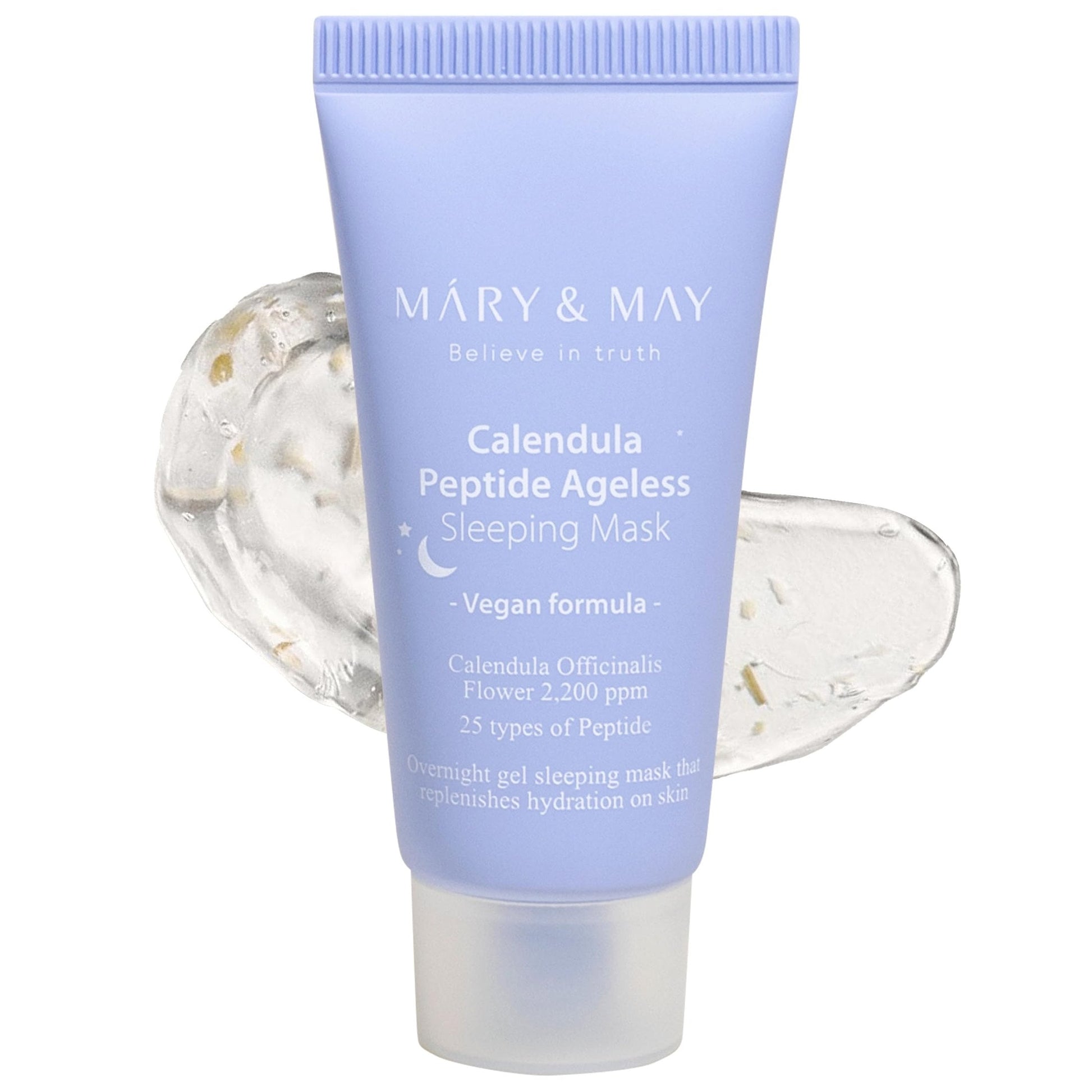 Mary&May Vegan Calendula Peptide Ageless Sleeping Mask - Overnight Hydration Face Gel Mask Korean Facial Mask - Soothing Acne, and Anti-Aging with Ceramide, Hyaluronic Acid, Cica, 1.01 fl.oz. - Medaid International
