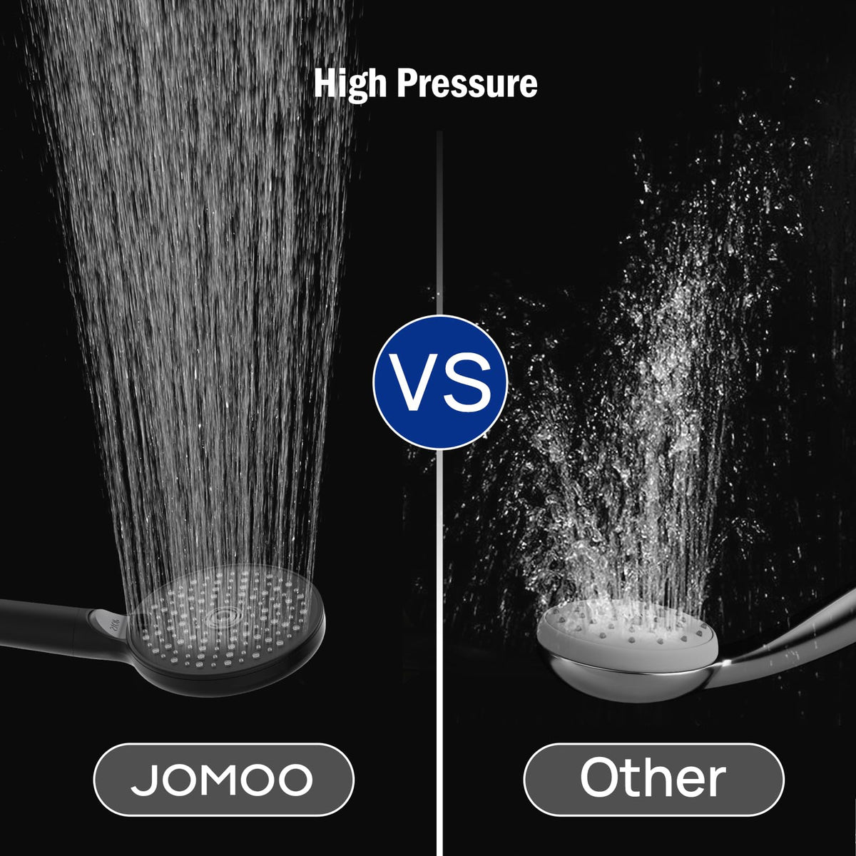 JOMOO Handheld Shower Head with Filter, High Pressure 3 Spray Mode Showerhead with One Click ON/Off, Water Softener Filters Beads for Hard Water Remove Chlorine and Harmful Substance, Matte Black