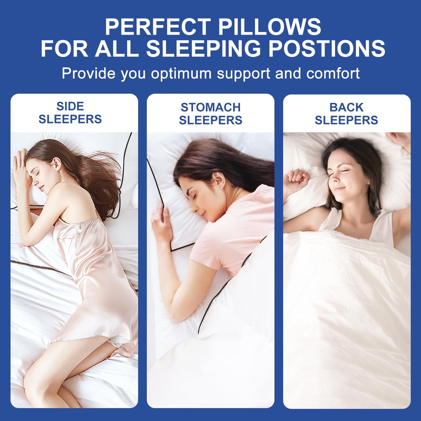 Premium Pillows Standard Size Set of 2, Fluffy and Supportive 7D Down Alternative Bed Pillow, Luxury Soft Hotel Quality Gusseted Pillow for Side Back Stomach Sleeper,Relief Neck Head and Shoulder Pain - Medaid International