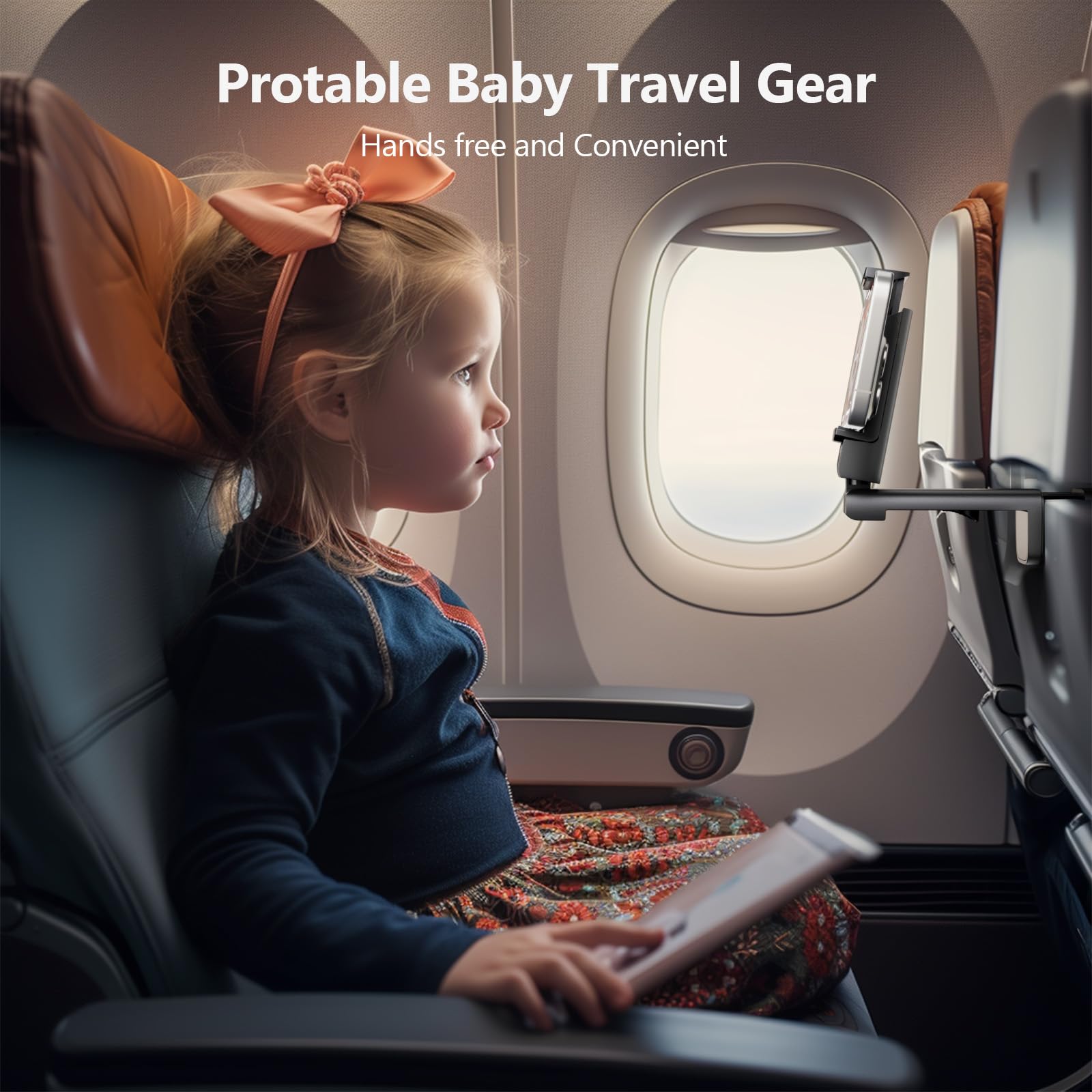 MiiKARE Airplane Travel Essentials Phone Holder, Universal Handsfree Phone Mount for Flying with 360 Degree Rotation, Accessory for Airplane, Travel Must Haves Phone Stand for Desk, Tray Table - Medaid International