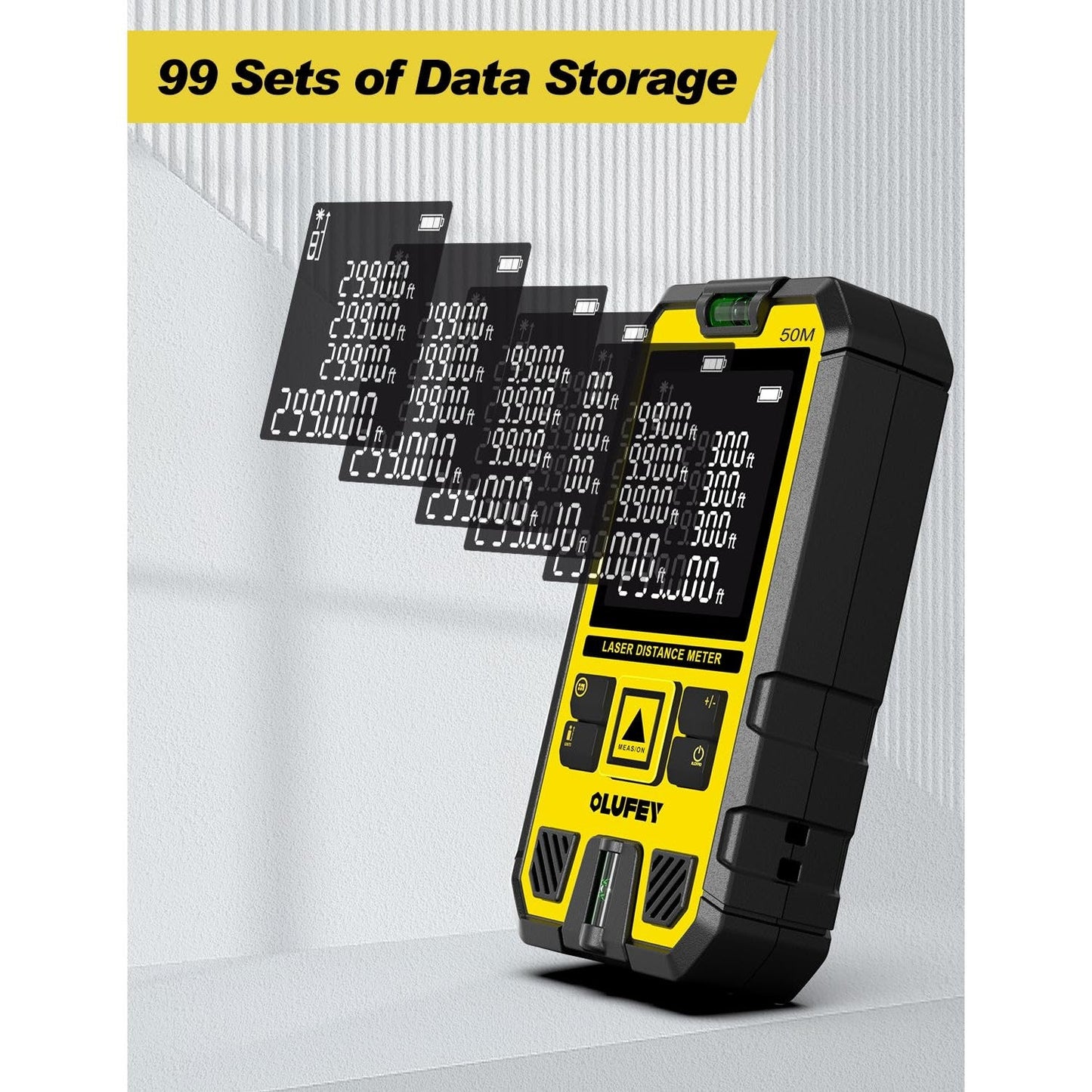 OLUFEY Laser Measure,Laser Distance Meter Device IP54 Portable Digital Measure Tool Range Finder with Bubble Levels and LCD Backlit - Medaid International