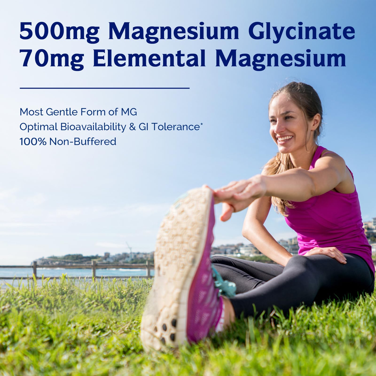 Innate Vitality Magnesium Glycinate 500mg | 70mg Elemental Magnesium Supplement- High Absorption, Non Buffered, Non-GMO & No Gluten - Nerve, Muscle, Bone Health - 120 Vegan Capsules Magnesio - Medaid International