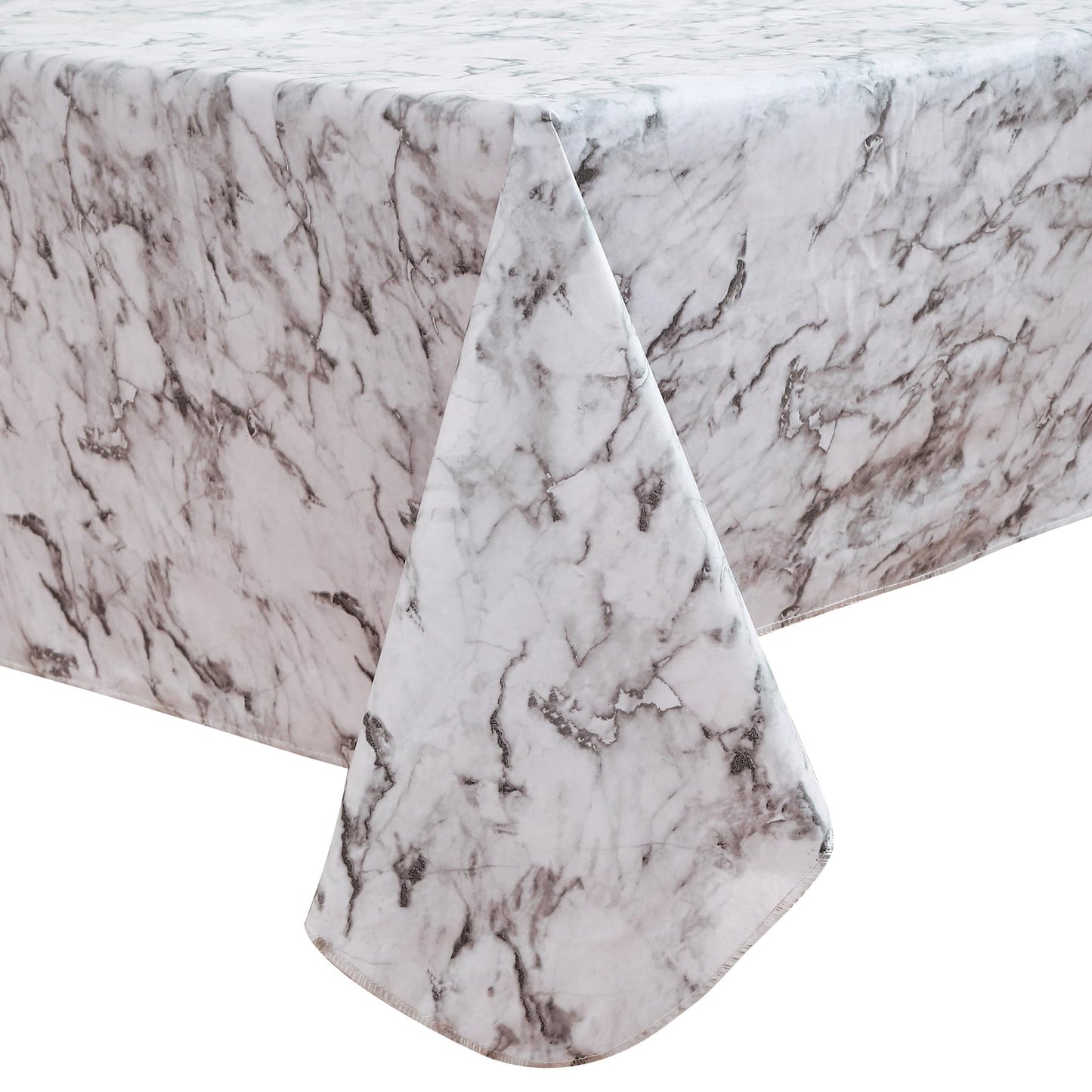 Heavy Duty Vinyl Tablecloth with Flannel Backing Waterproof Oil-Proof Plastic Table Cloth Stain-Resistant Wipeable Rectangle or Square Table Cover for Indoor and Outdoor (Marble, 52X70 Inch) - Medaid International