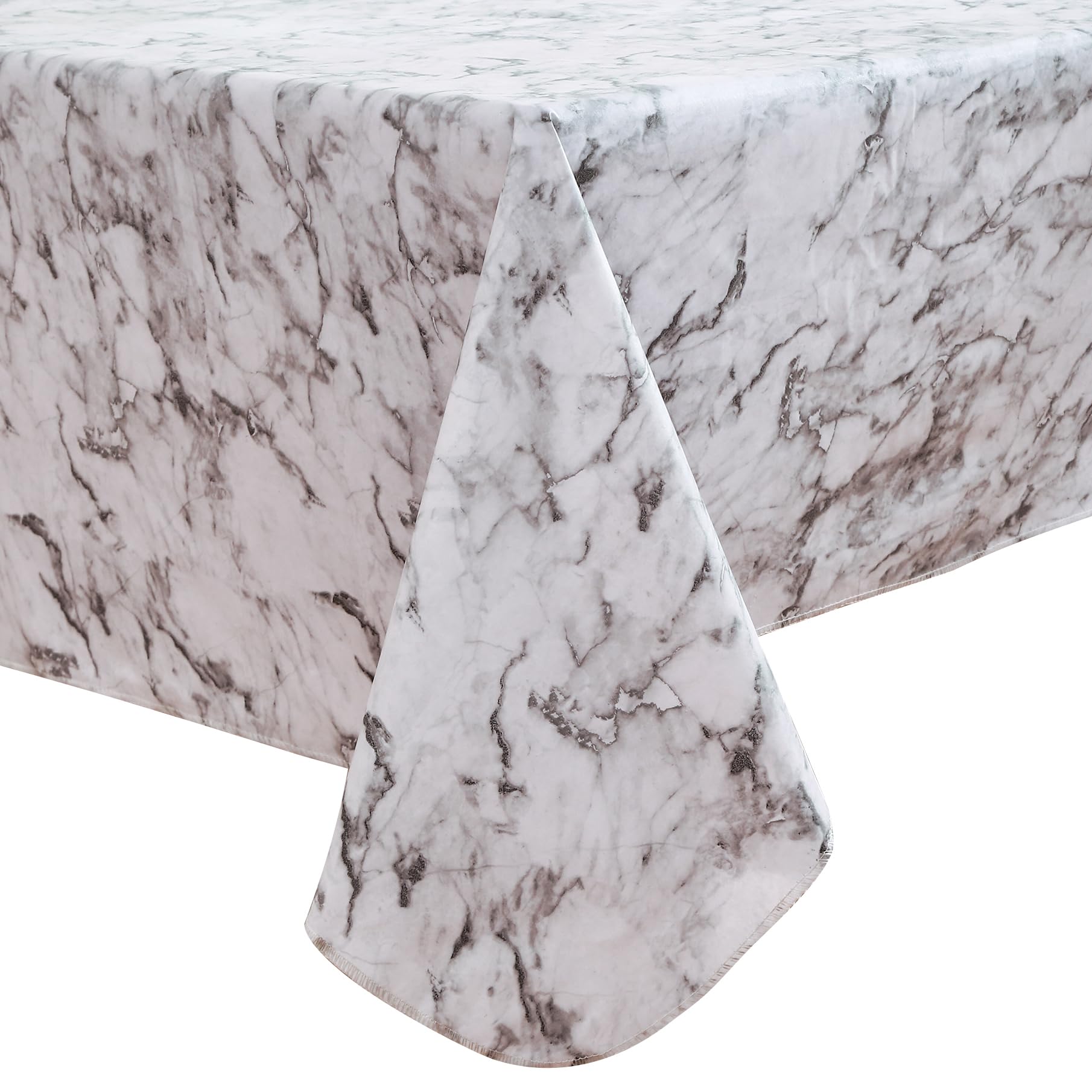 Heavy Duty Vinyl Tablecloth with Flannel Backing Waterproof Oil-Proof Plastic Table Cloth Stain-Resistant Wipeable Rectangle or Square Table Cover for Indoor and Outdoor (Marble, 52X70 Inch) - Medaid International