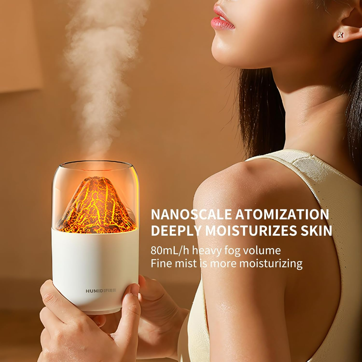 Mini Volcano Cool Mist Humidifier – 300ml Air Moisturizer with LED - Medaid International