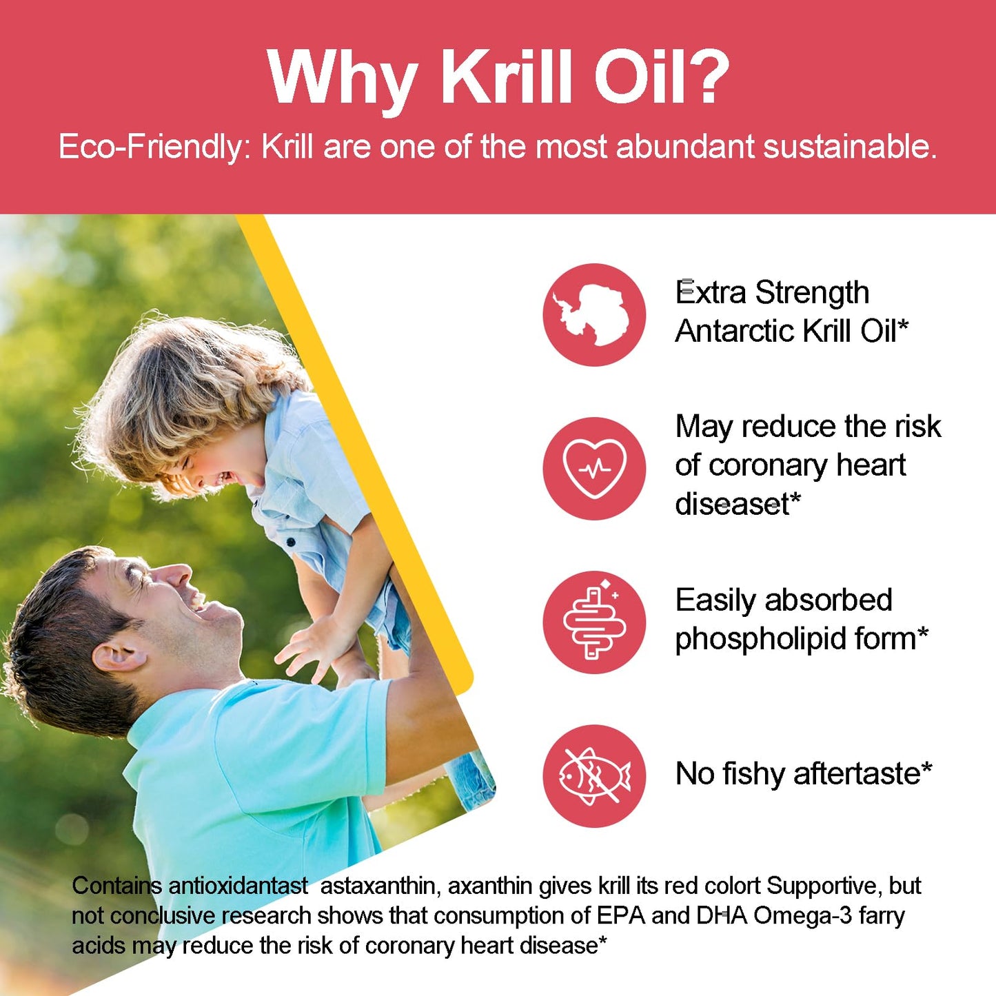 JulyDeer Krill Oil 1000 mg with Omega-3s EPA, DHA, Astaxanthin and Phospholipids 120 Softgels Supplement, Antarctic Krill No Fishy Aftertaste for Joint, Heart, Brain and Immunity - Medaid International