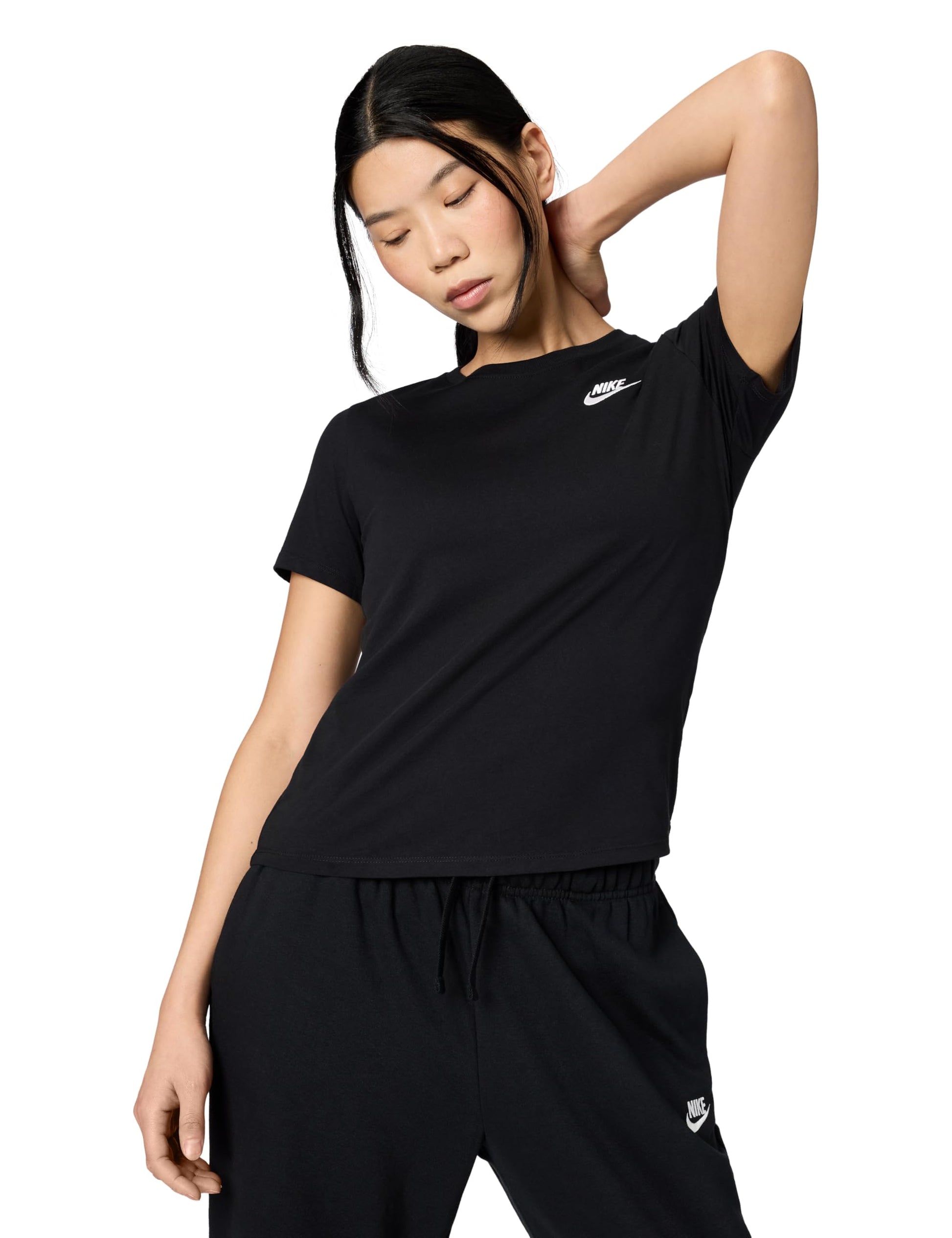 Nike Women's Sportswear Club Essentials T-Shirt, Black/White, Medium - Medaid International