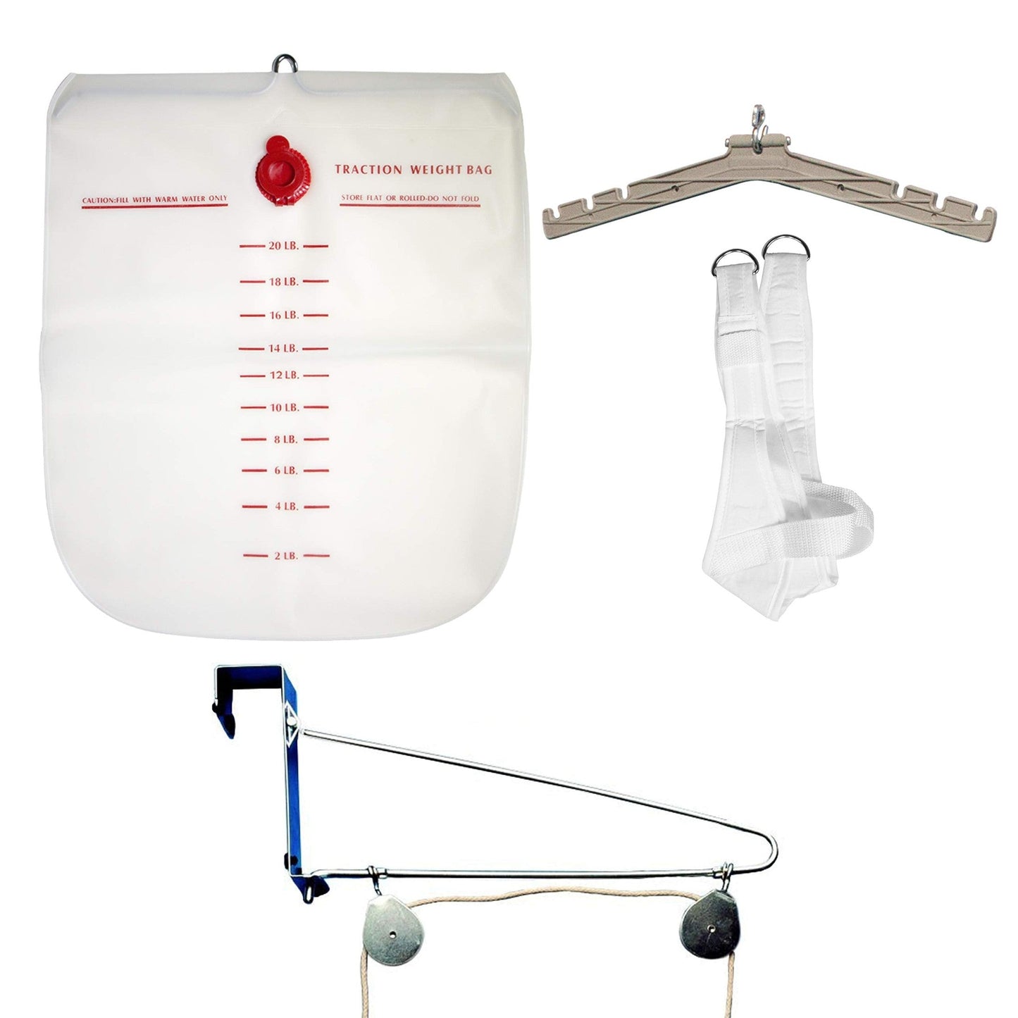 OTC Cervical Traction Kit, Neck Pain Relief, Vertebrae Disk Herniation, Complete Over Door Setup - Medaid International