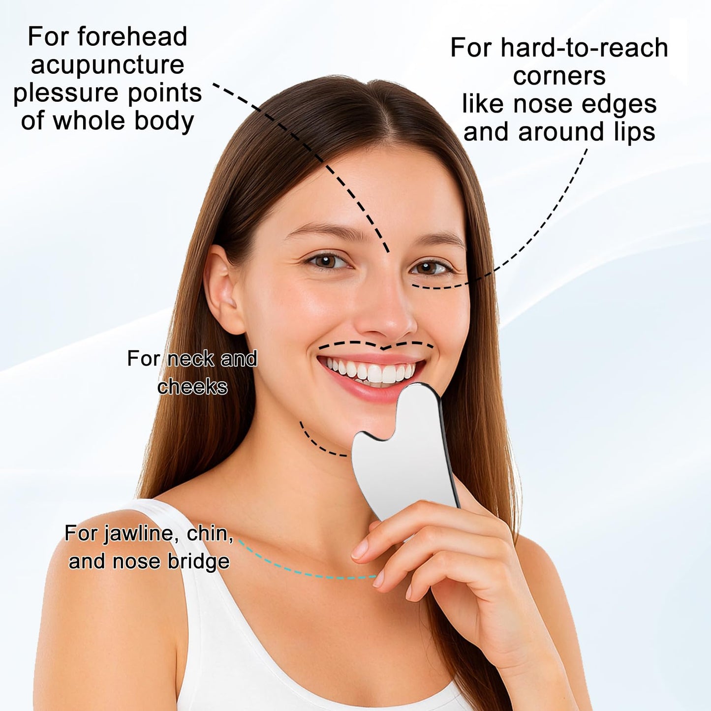 Meyeyaia 2 Pcs Stainless Steel Guasha Facial Tool,Face Guasha Tool for Facial Sculpting Relaxation,Tighten Skin,Jawline Sculpting,Puffiness Reducing,Gift for Women,Skin Care Gifts - Medaid International