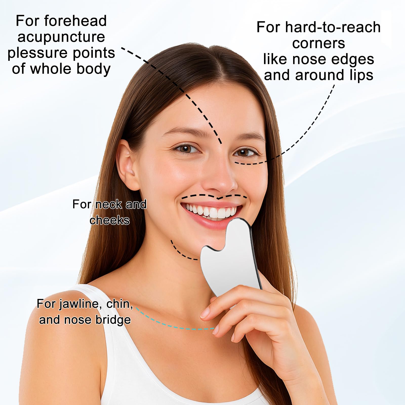 Meyeyaia 2 Pcs Stainless Steel Guasha Facial Tool,Face Guasha Tool for Facial Sculpting Relaxation,Tighten Skin,Jawline Sculpting,Puffiness Reducing,Gift for Women,Skin Care Gifts - Medaid International