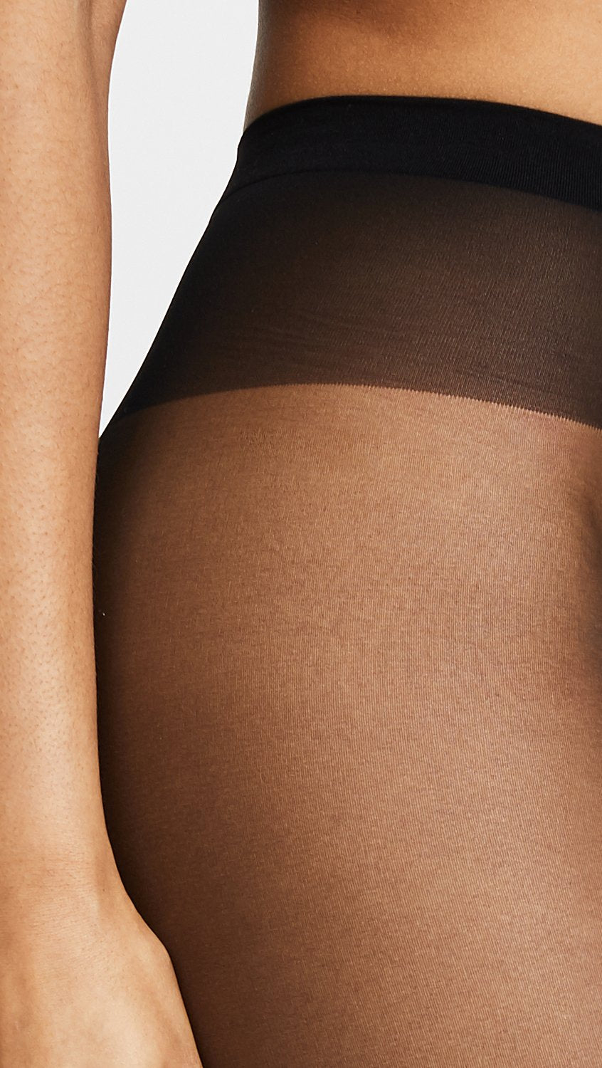 Wolford Individual 10 Tights For Women Sheer Shaping Pantyhose Reinforced Panty Shadow Toe Soft Waistband for All-Day Comfort Black Black Small - Medaid International