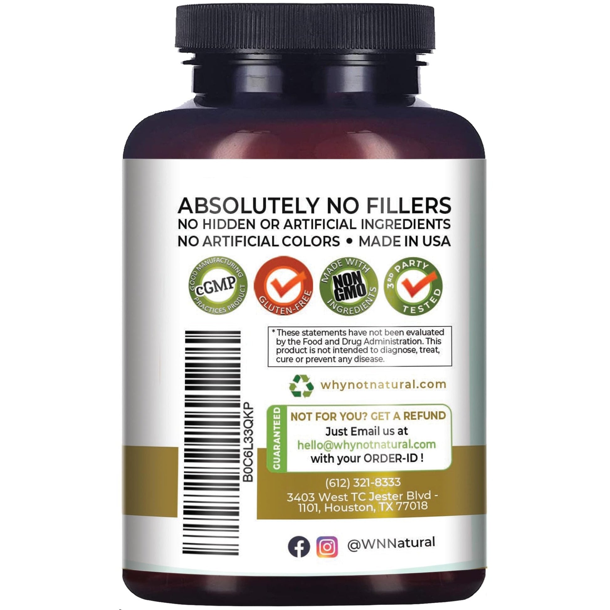 Why Not Natural 4-in-1 Organic Black Maca Root, Ashwagandha, Fenugreek, Panax Ginseng Capsules, Supplement for Men and Women - Medaid International