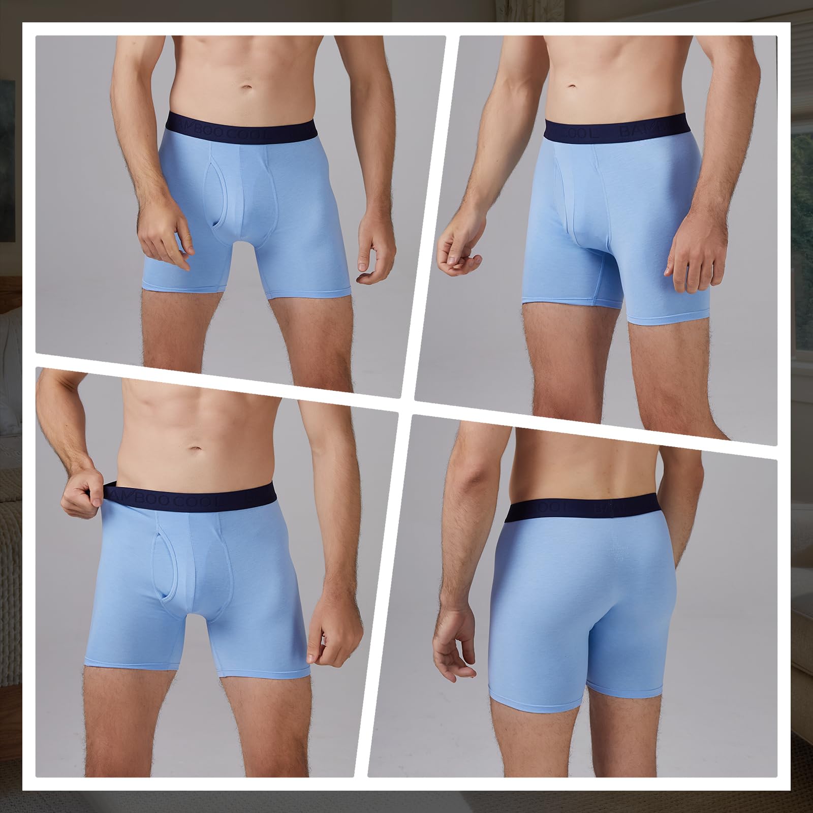 BAMBOO COOL Men's Underwear Boxer Briefs Soft Breathable Performance Underwear for Men 4 Pack(XL) - Medaid International