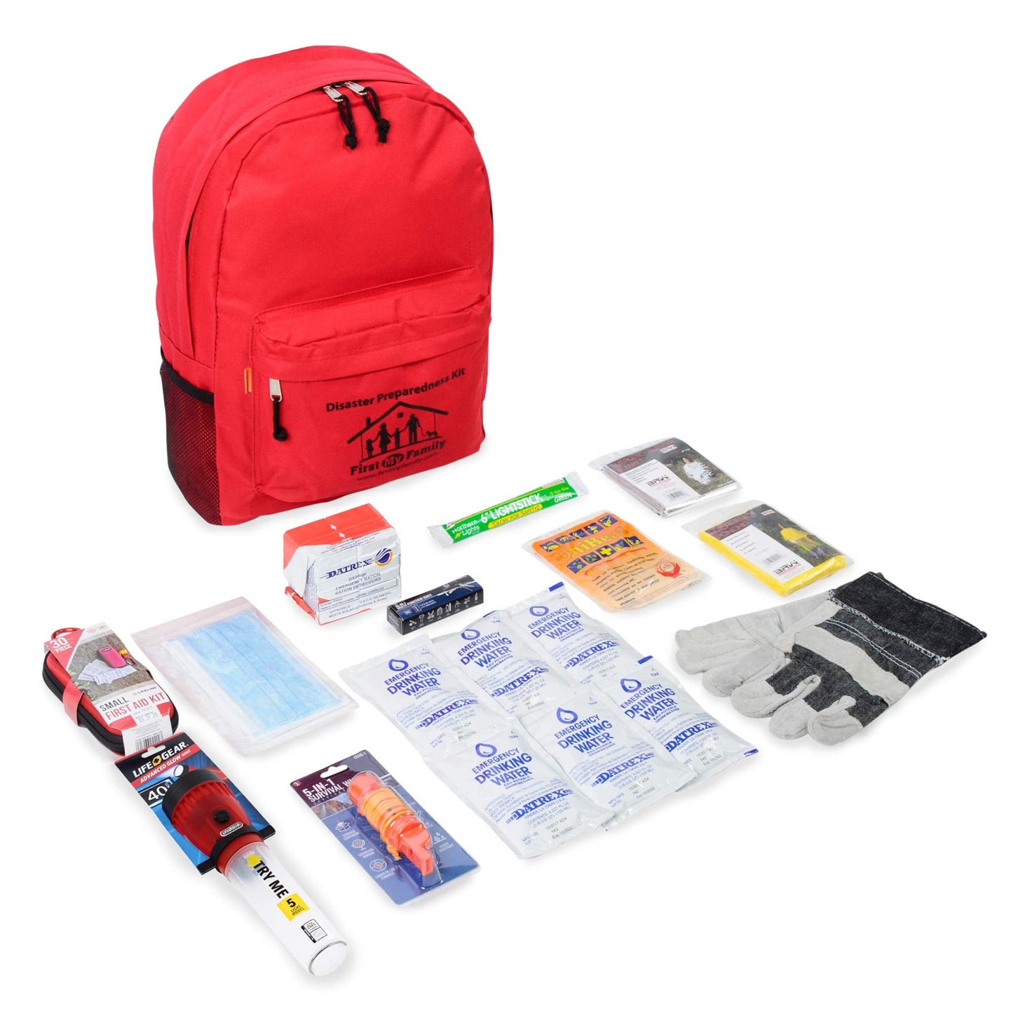 First My Family All-in-One 1 Person, 72 Hour Bug Out Bag Emergency Survival Kit for Family. Be Prepared for Hurricanes, Floods, Tsunami, Other Disasters