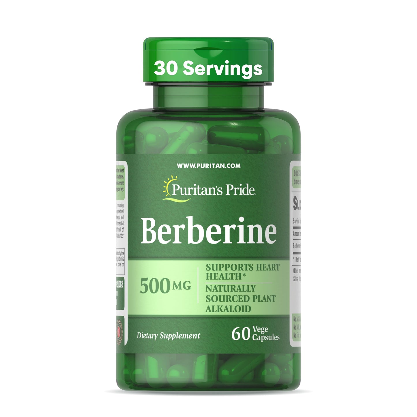 Puritan's Pride Berberine 500 mg, Dietary Supplement Support for Heart Health, Weight Loss, Support Blood Sugar and Cholesterol, 1 Month Supply, 60 Capsules - Medaid International