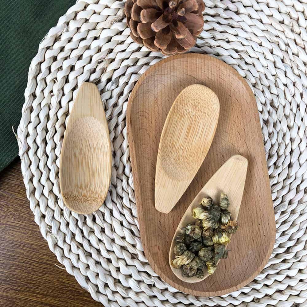 KASTWAVE Wooden Spoons, 12 PCS Small Salt Spoon with Short Handle Mini Wood Scoop for Condiments, Ice Cream, Tiny Wooden Serving Spoon