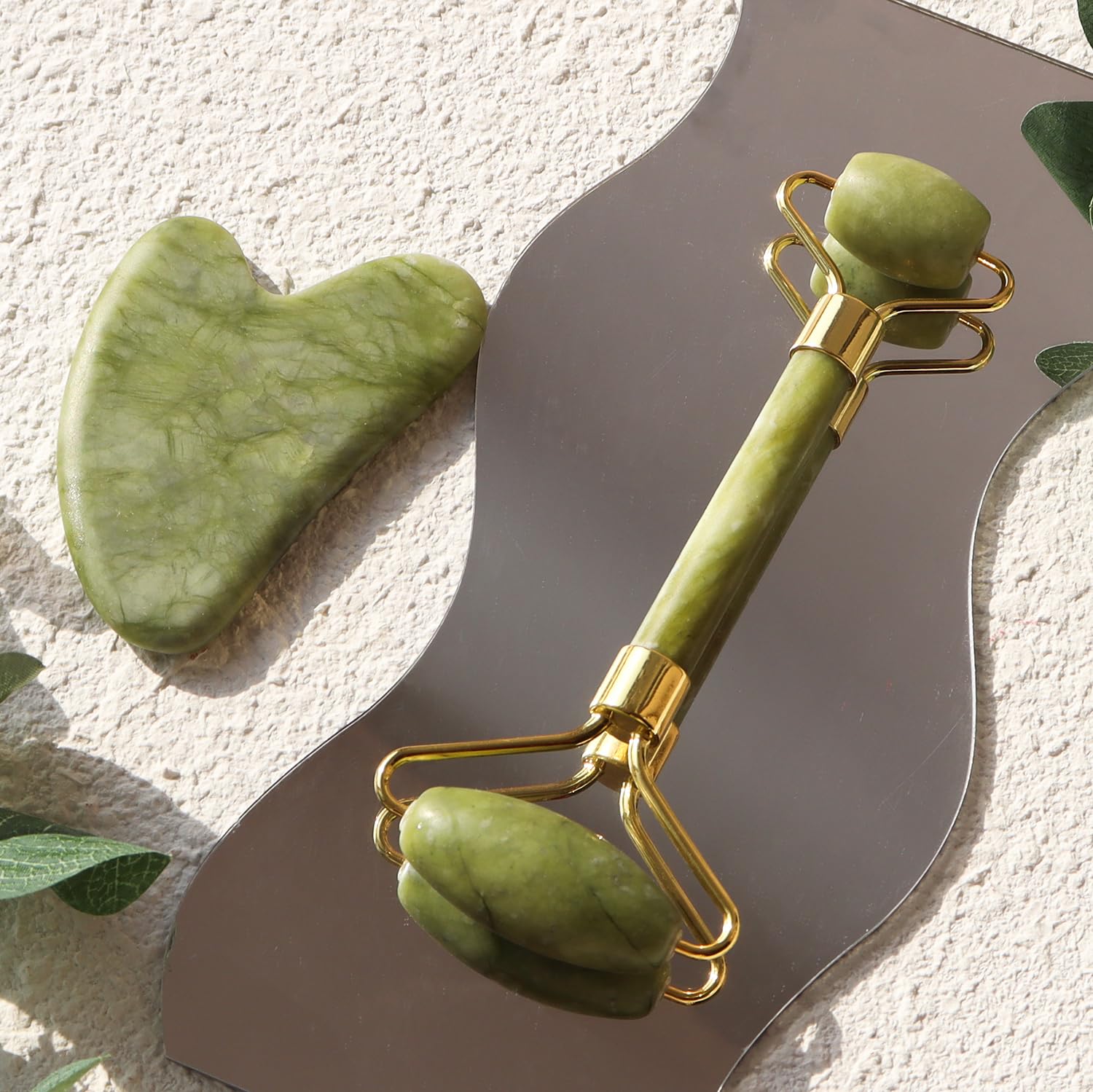 huefull Genuine Jade Roller & Gua Sha Set for Face, Cooling & Firming Effect, Sculpting Tool for Jawline & Skin Care, Self-Care Gift for Women & Men - Medaid International