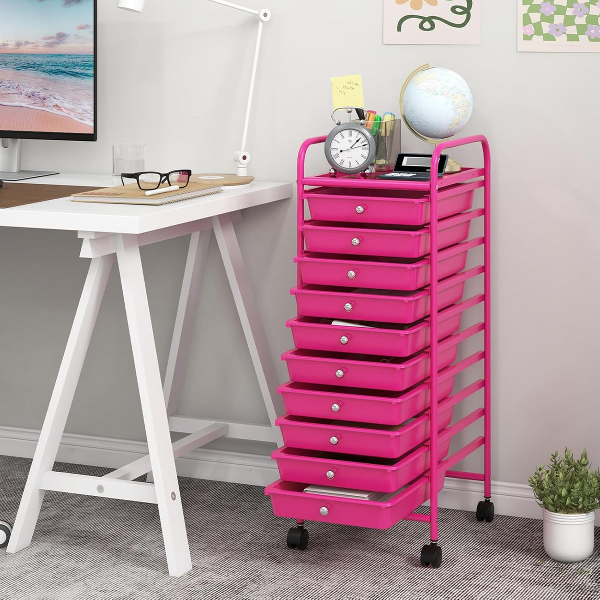 Storage Trolley with 10 Drawers