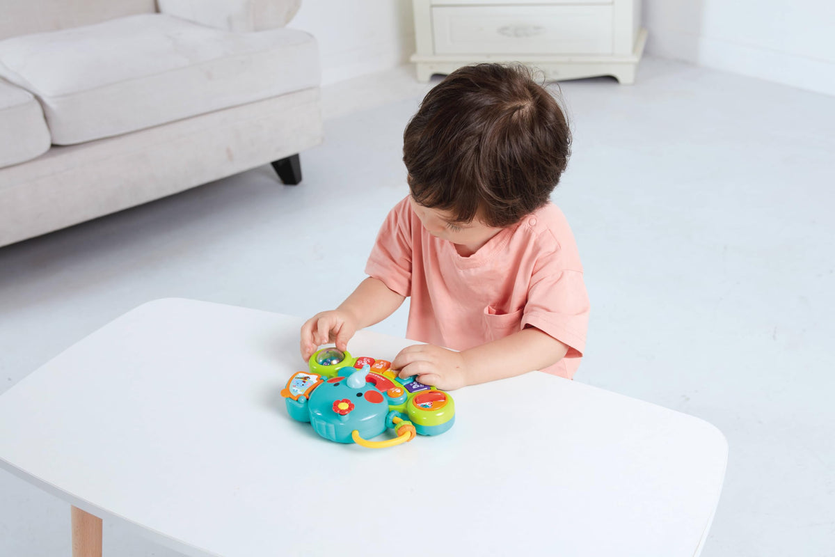 Hola 2-in-1 Musical Elephant Keyboard Interactive Baby Toy with 7 Play Activities, Light-Up Buttons, Piano, Nursery Rhymes, and Sensory Development Features for Motor and Cognitive Skills 6M+
