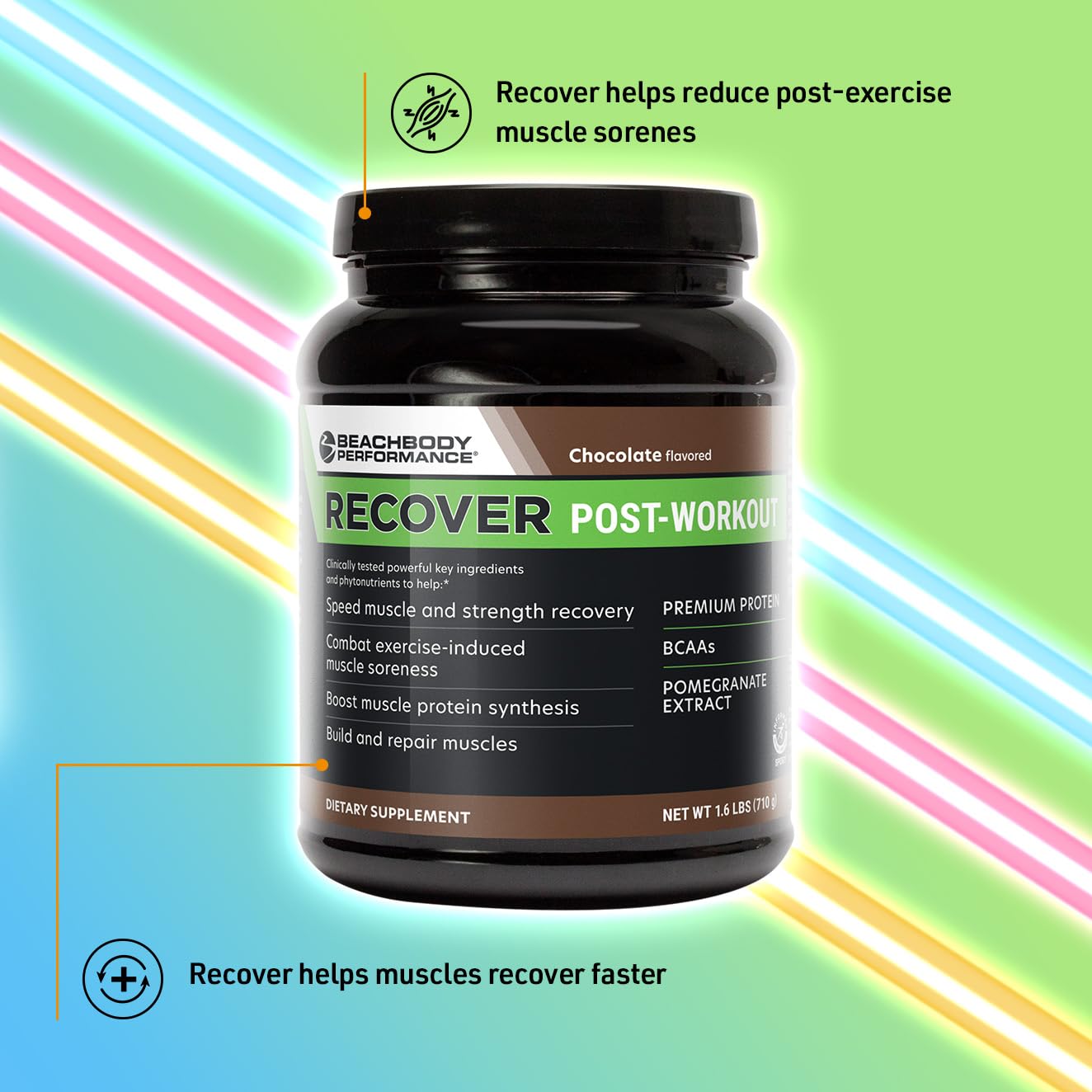BODi Recover Whey Protein Powder Blend– Post-Workout Orange Whey Supplement for Muscle Recovery with 20g Protein, BCAAs, Pomegranate Extract - Fast Recovery - 20 Serving Tub - Medaid International