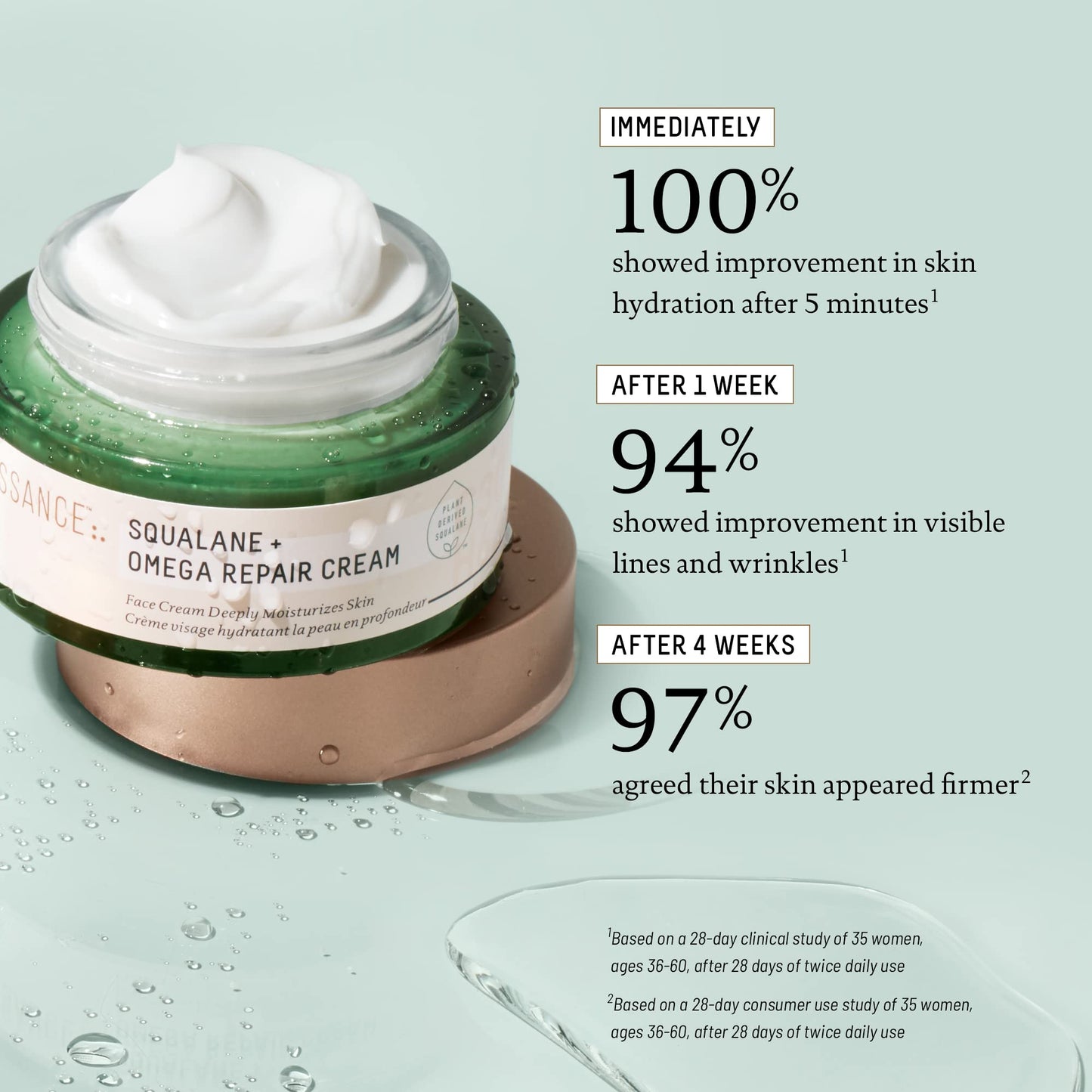 BIOSSANCE Squalane + Omega Repair Cream - Ultra-Moisturizing Face Cream - Skin Care with Hyaluronic Acid, Ceramides, Squalane - Ideal for Dry & Sensitive Skin, Intense Hydration Moisturizer - 1.7oz - Medaid International