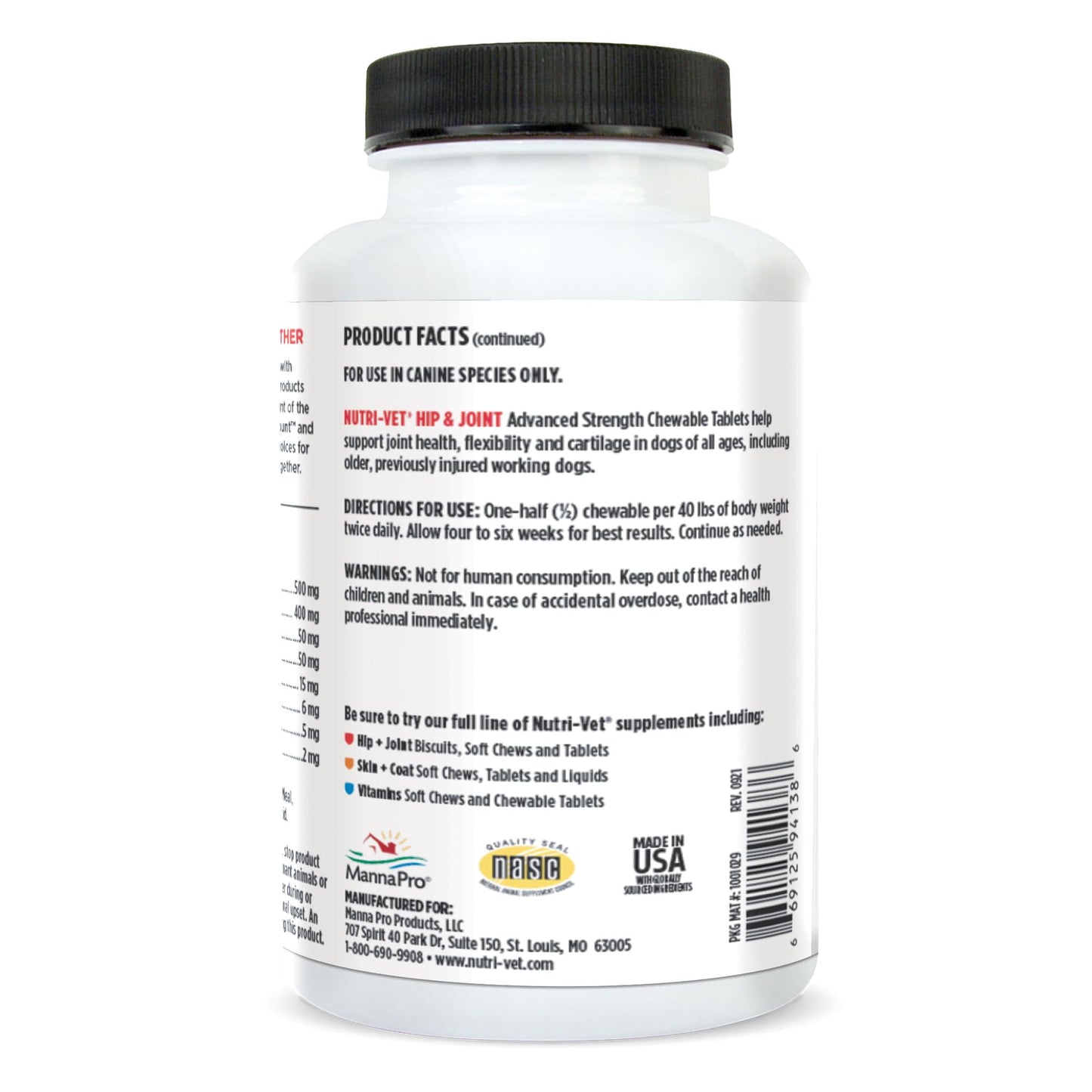 Nutri-Vet Advanced Strength Hip & Joint Chewable Dog Supplements - Formulated with Glucosamine & Chondroitin to Support Dog Cartilage & Mobility - 150 Tablets