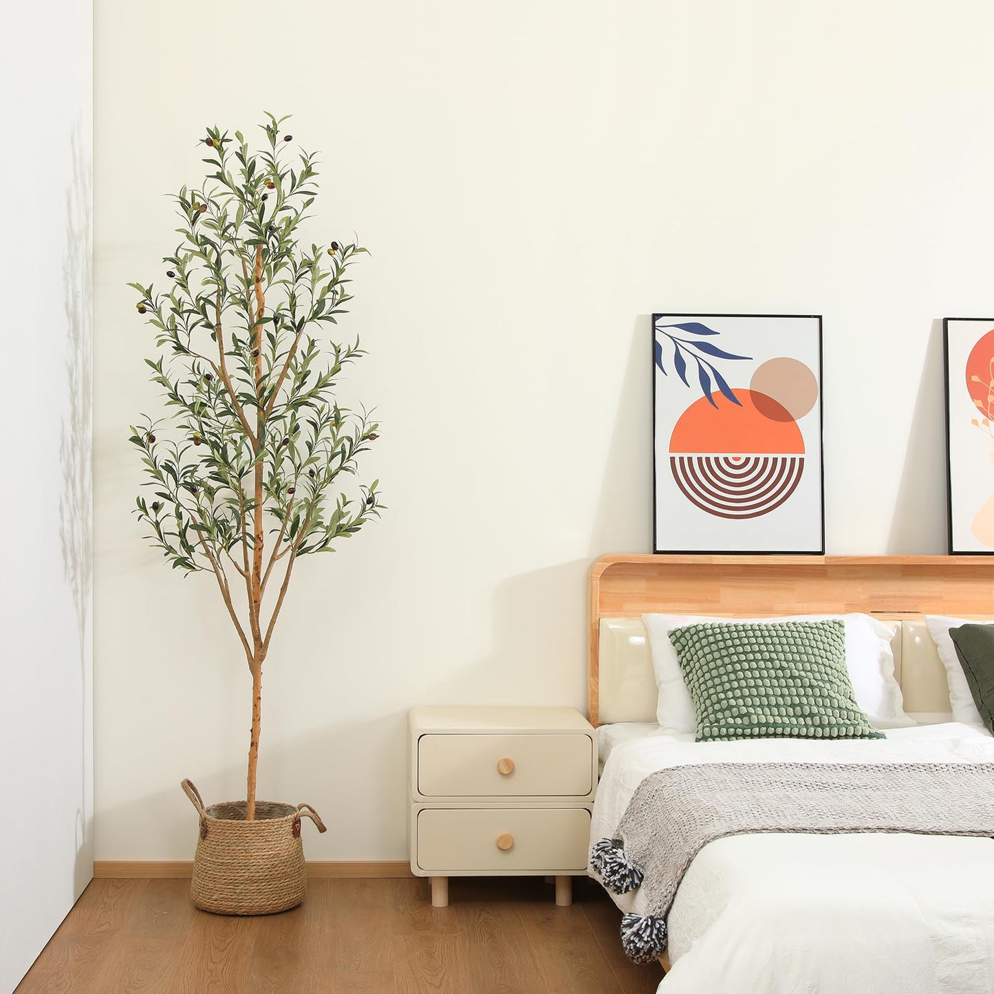 Kazeila Artificial Olive Tree 6FT Tall Faux Silk Plant for Home Office Decor Indoor Fake Potted Tree with Wood Branches and Fruits - Medaid International