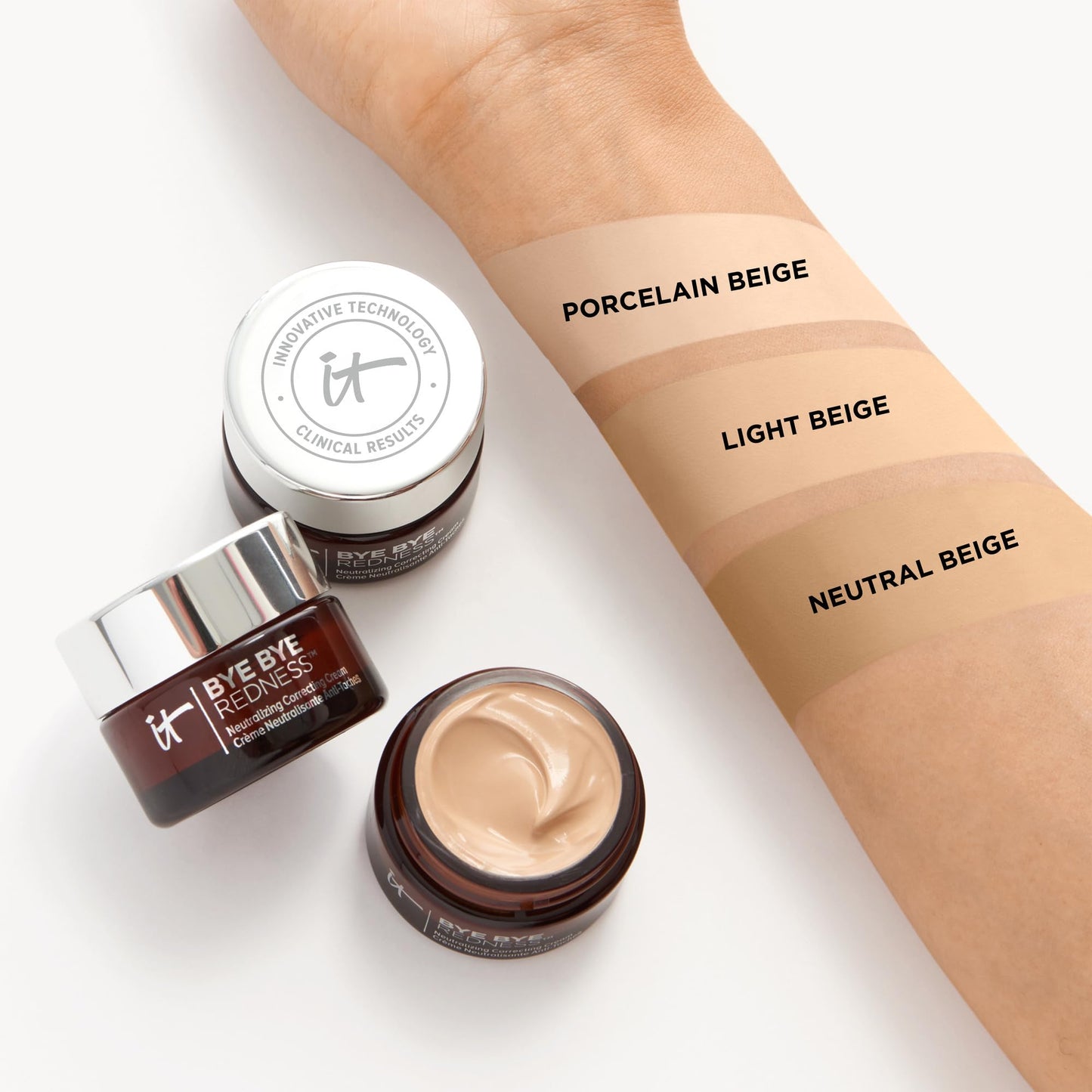 IT Cosmetics Bye Bye Redness Full Coverage Color Correcting Cream (Neutral Beige) - Redness Neutralizing Tinted Face Moisturizer, 12HR Hydration, Hyaluronic Acid, Colloidal Oatmeal - 0.37 fl oz - Medaid International