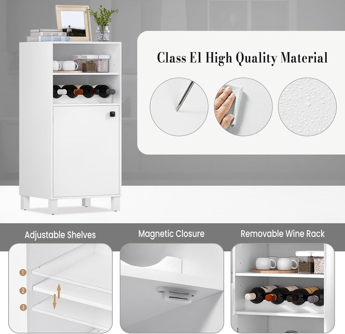 WOLTU Kitchen Cabinet with Wine Rack (KSK01WS)