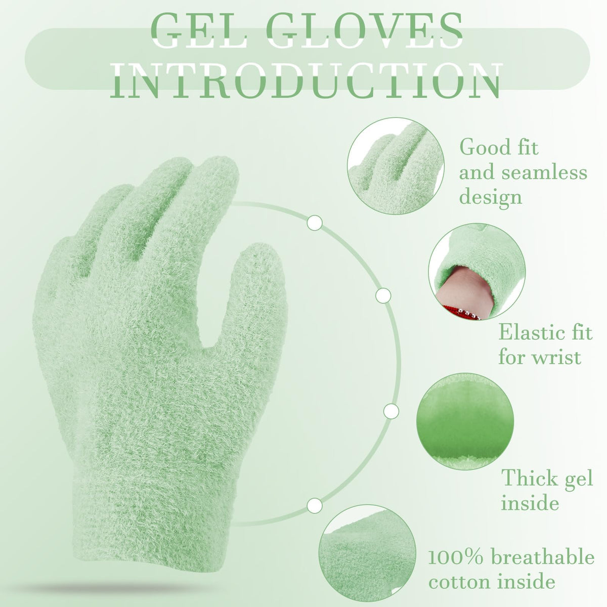 KASTWAVE Moisturizing Glove and Sock, Gel Spa Moisturizing Therapy Sock Glove, Soften Repairing Dry Cracked, Hands Feet Skin Care, Effective in Repair Dry and Chapped Hands and Feet Skin Care(Green)
