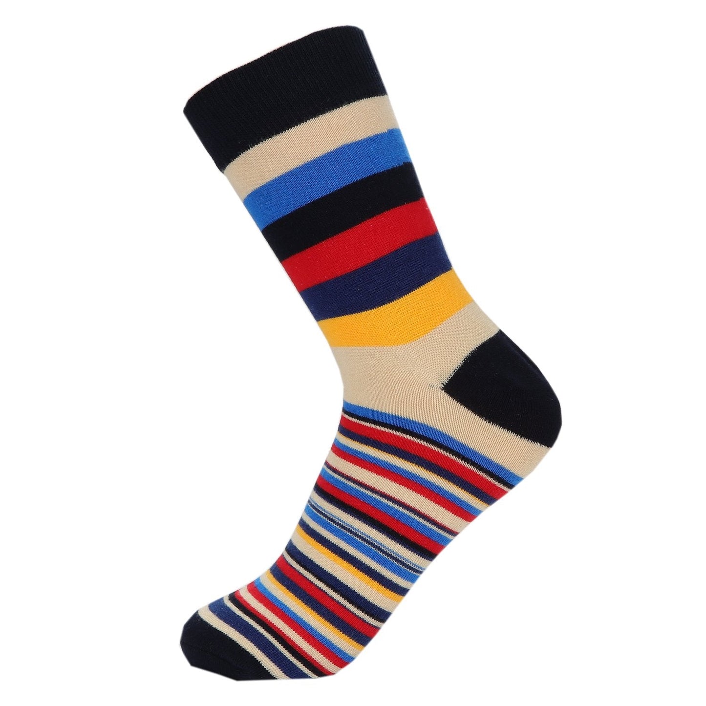 HOYOLS Mens Dress Casual Stripe Patterned Socks Cotton Crew Colorful Business Long Socks 5 Color Pack (L Size) Size 10-13 - Medaid International