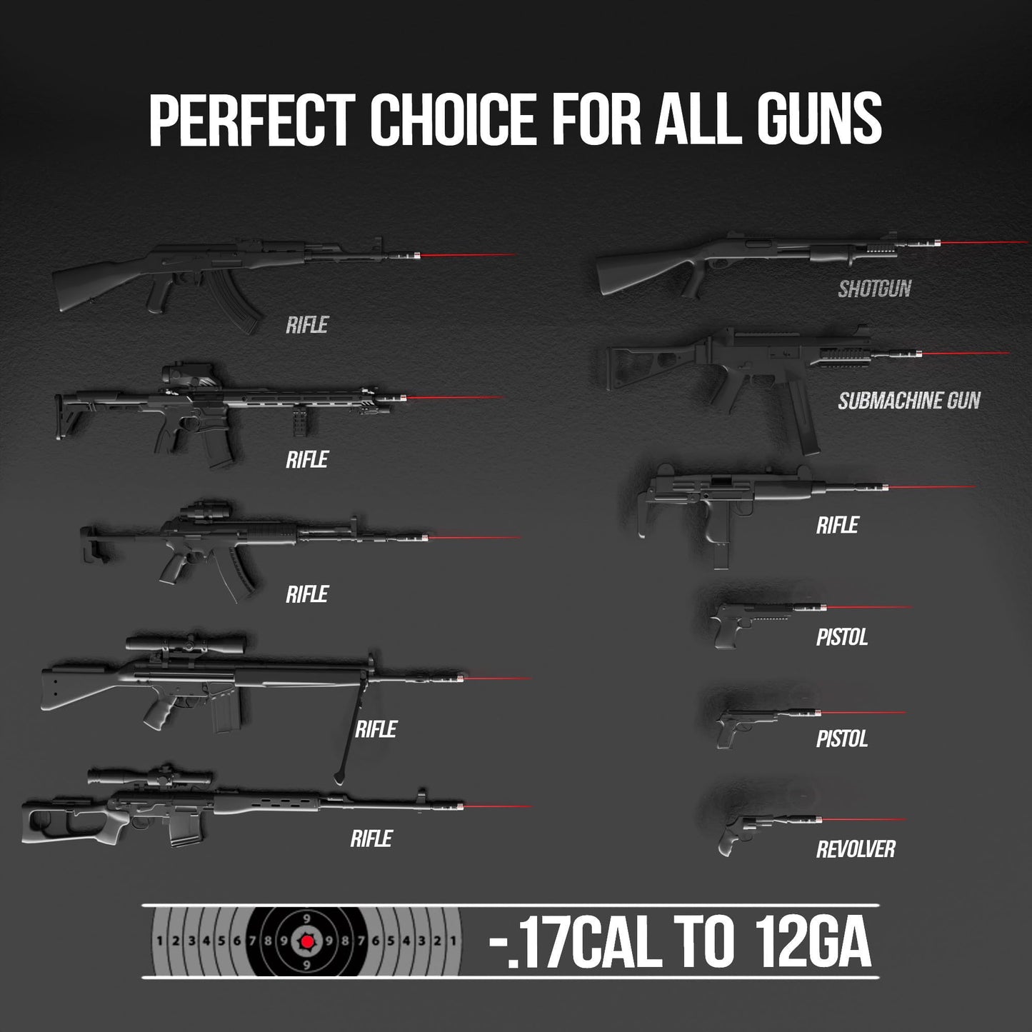 Visiofire Tool-Free Laser Bore Sight Kit, Red Laser Bore Sighter with 64 Upgraded Adapters fit 0.17 to 12 GA Calibers, Multi-Caliber Sighting Tool for All Gun, Powerful Boresighter (Red) - Medaid International