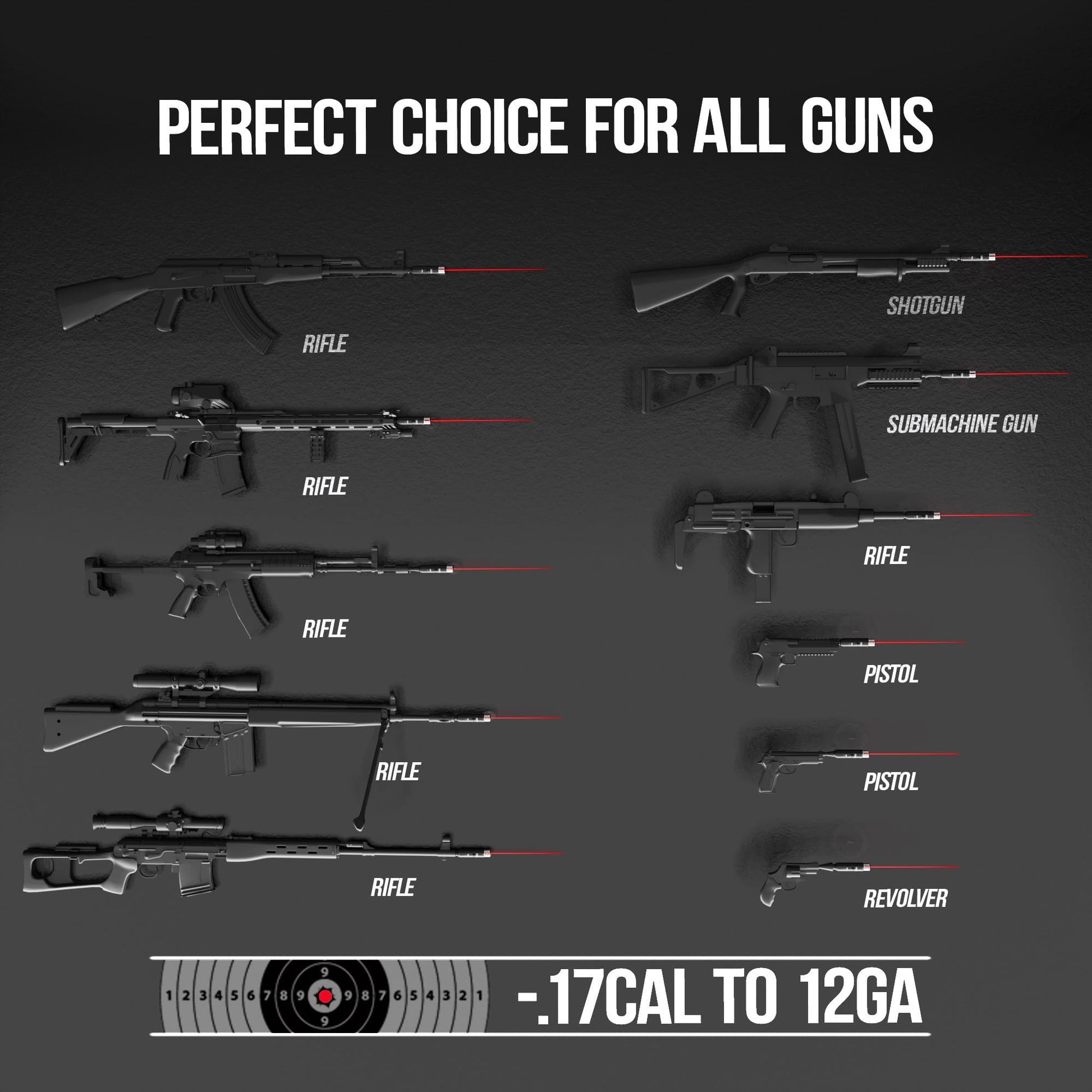 Visiofire Tool-Free Laser Bore Sight Kit, Red Laser Bore Sighter with 64 Upgraded Adapters fit 0.17 to 12 GA Calibers, Multi-Caliber Sighting Tool for All Gun, Powerful Boresighter (Red) - Medaid International