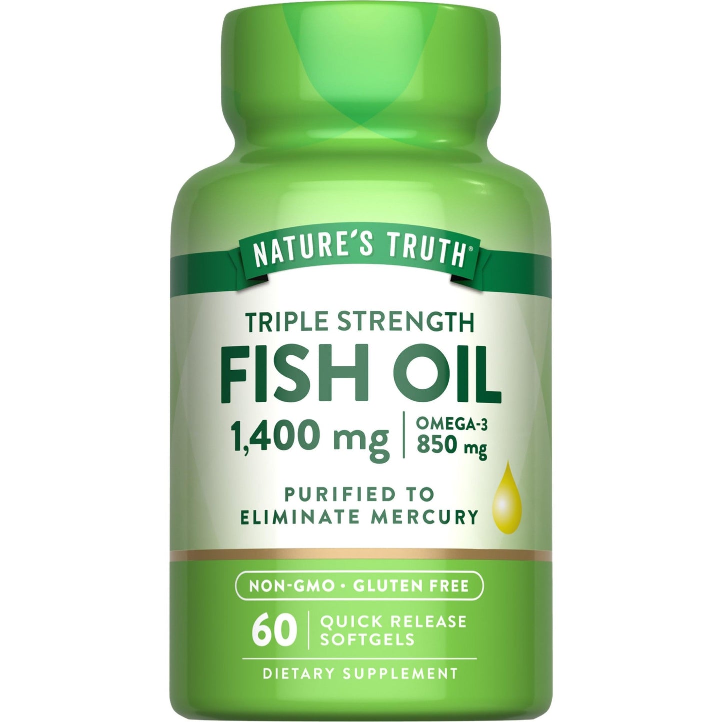 Nature's Truth Triple Strength Fish Oil Softgels | 1400 mg | 60 Count | Active Omega 3 | Non-GMO & Gluten Free Supplement - Medaid International