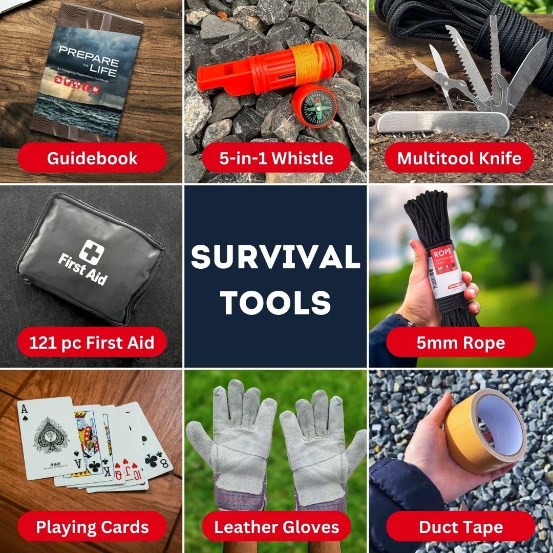 Family Emergency Kit - 2 Person | All-in-one Survival Kit Backpack for Earthquake, Flood, Disaster Relief, Civil Unrest & Outdoor - Survival Bag & Emergency Preparedness Kit for Families