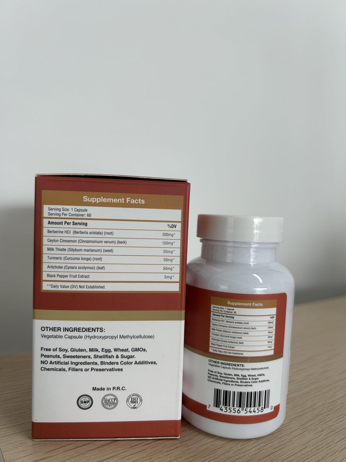 JUYIHEAL 2Pack Berberine with Ceylon Cinnamon, Turmeric, Milk Thistle, Artichoke, Black Pepper, Berberine Supplement for Support Immune System - 120 Capsules Berberine HCI - Medaid International