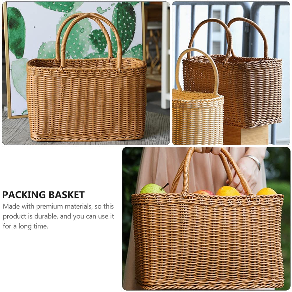 TERRIFI African Market Basket Large Oval Plastic Basket with Handle Grocery Bag Shopping Bag