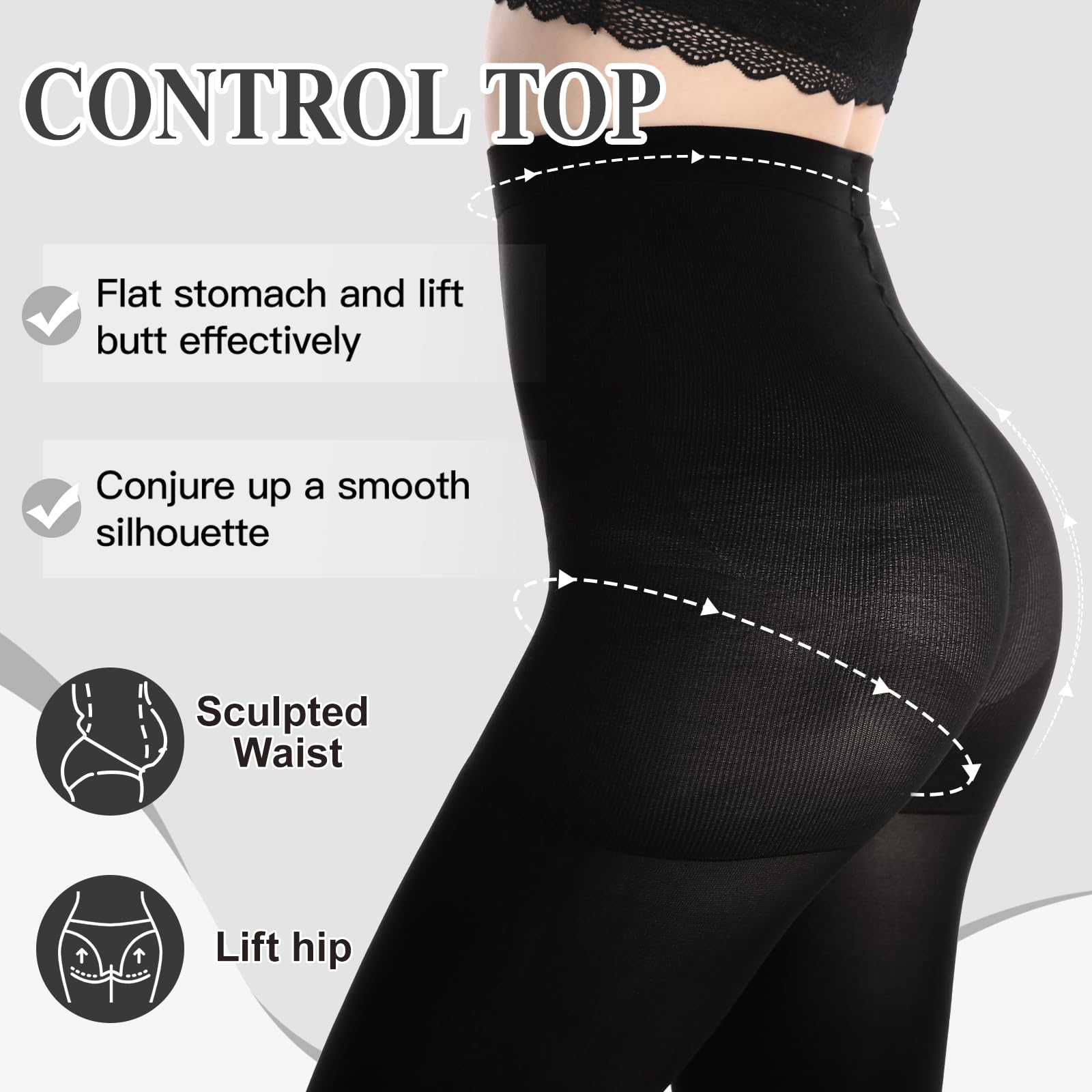 MANZI Women's 6 Pairs Opaque Control-Top Tights with Comfort Stretch 70 Denier Small - Medaid International