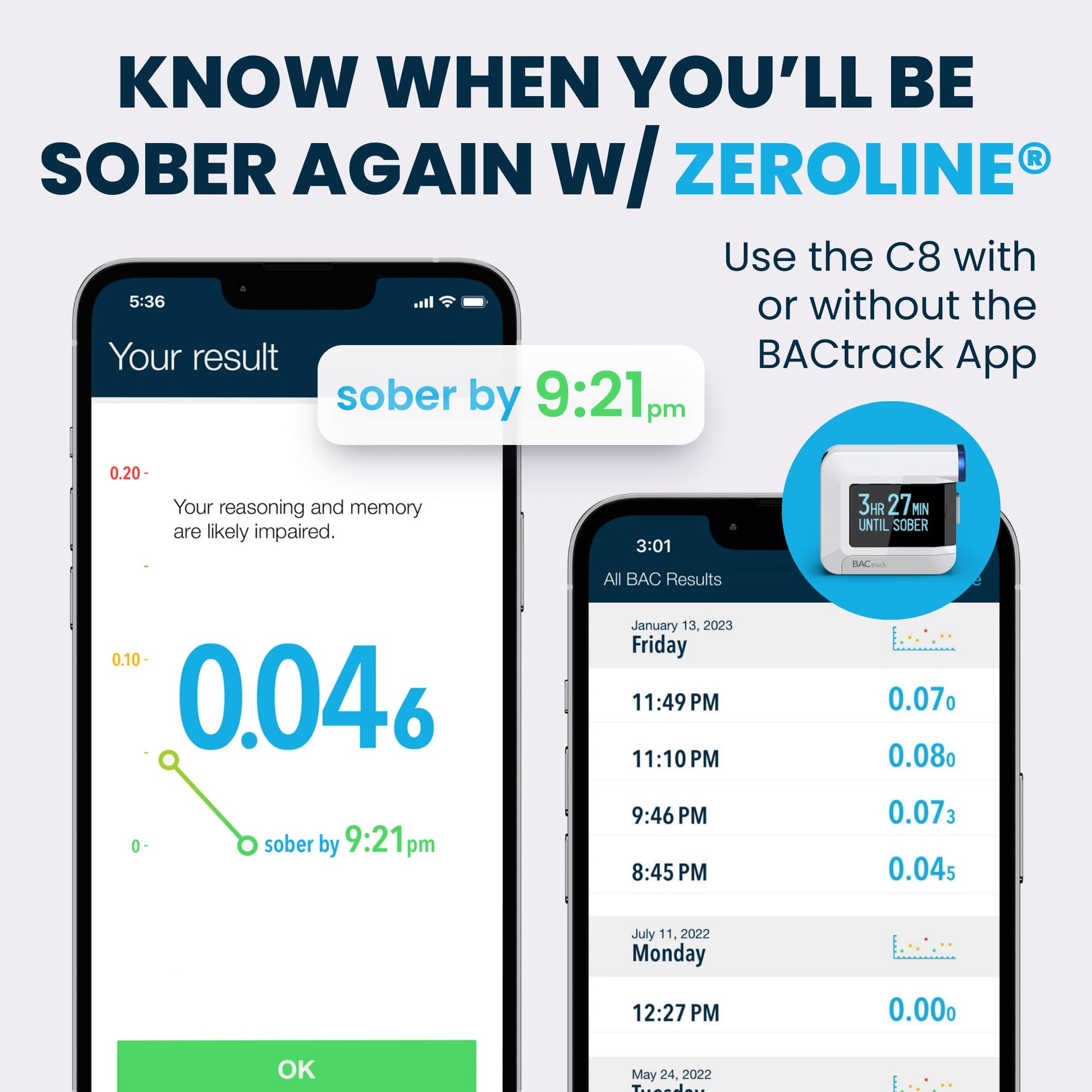 BACtrack C8 Breathalyzer | Professional-Grade Accuracy | Optional Wireless Smartphone Connectivity | Compatible w/ Apple iPhone, Google & Samsung Android Devices | Apple HealthKit Integration - Medaid International