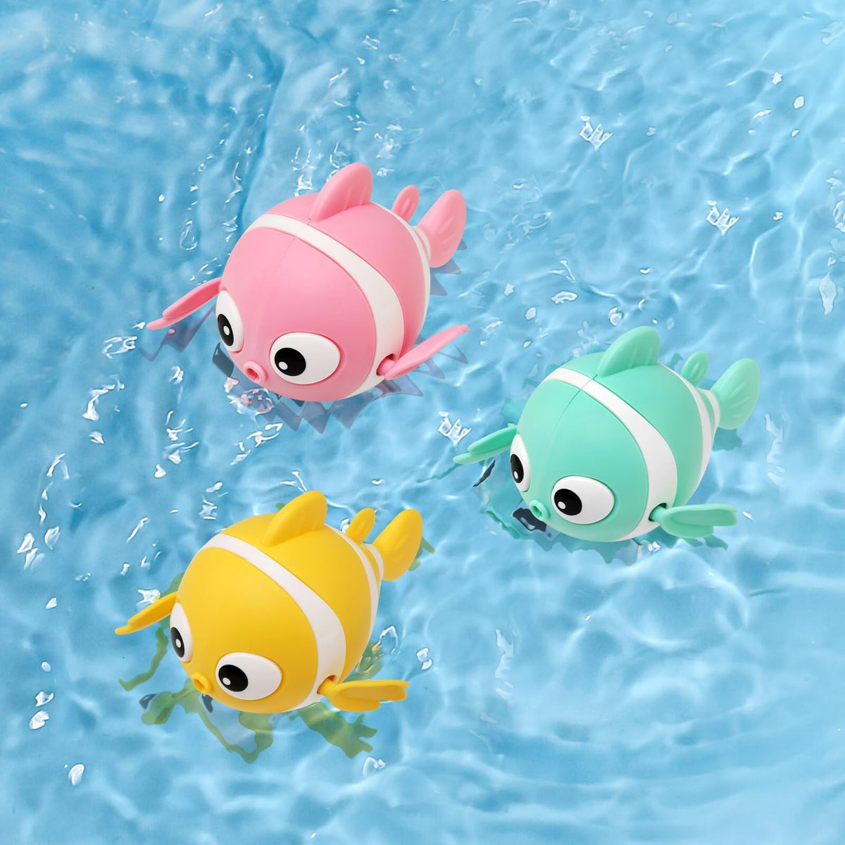TERRIFI Baby Bath Toys, Wind-Up Paddling Pool Toys for 1-3 Year Olds, Floating Swimming Clownfish, Clockwork Water Toys Game for Kids, Toddler Girls and Boys, Bath Time Shower Gifts