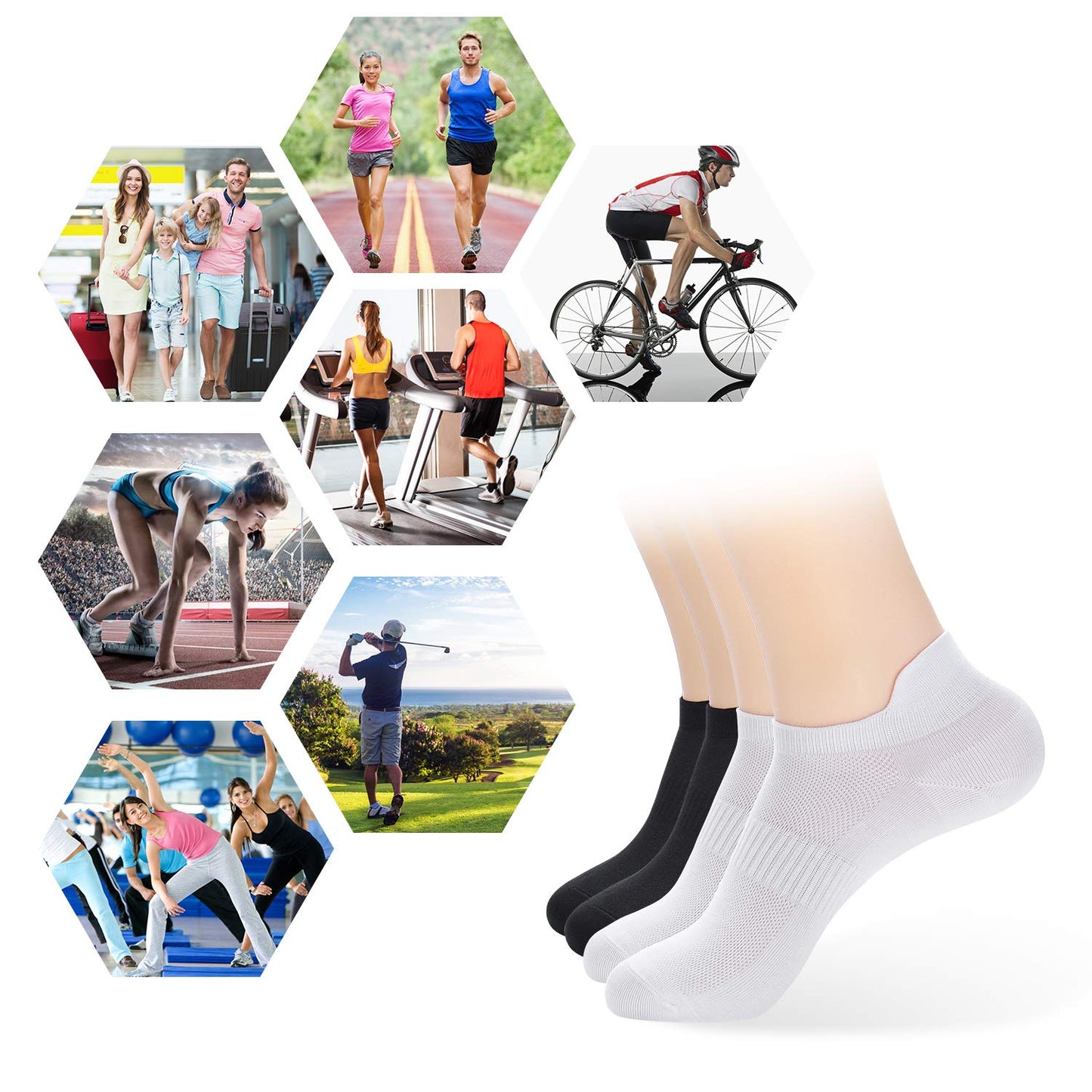 ATBITER Ankle Socks Womens and Men Thin Athletic Running Low Cut No Show Socks With Heel Tab 6/10-Pairs - Medaid International