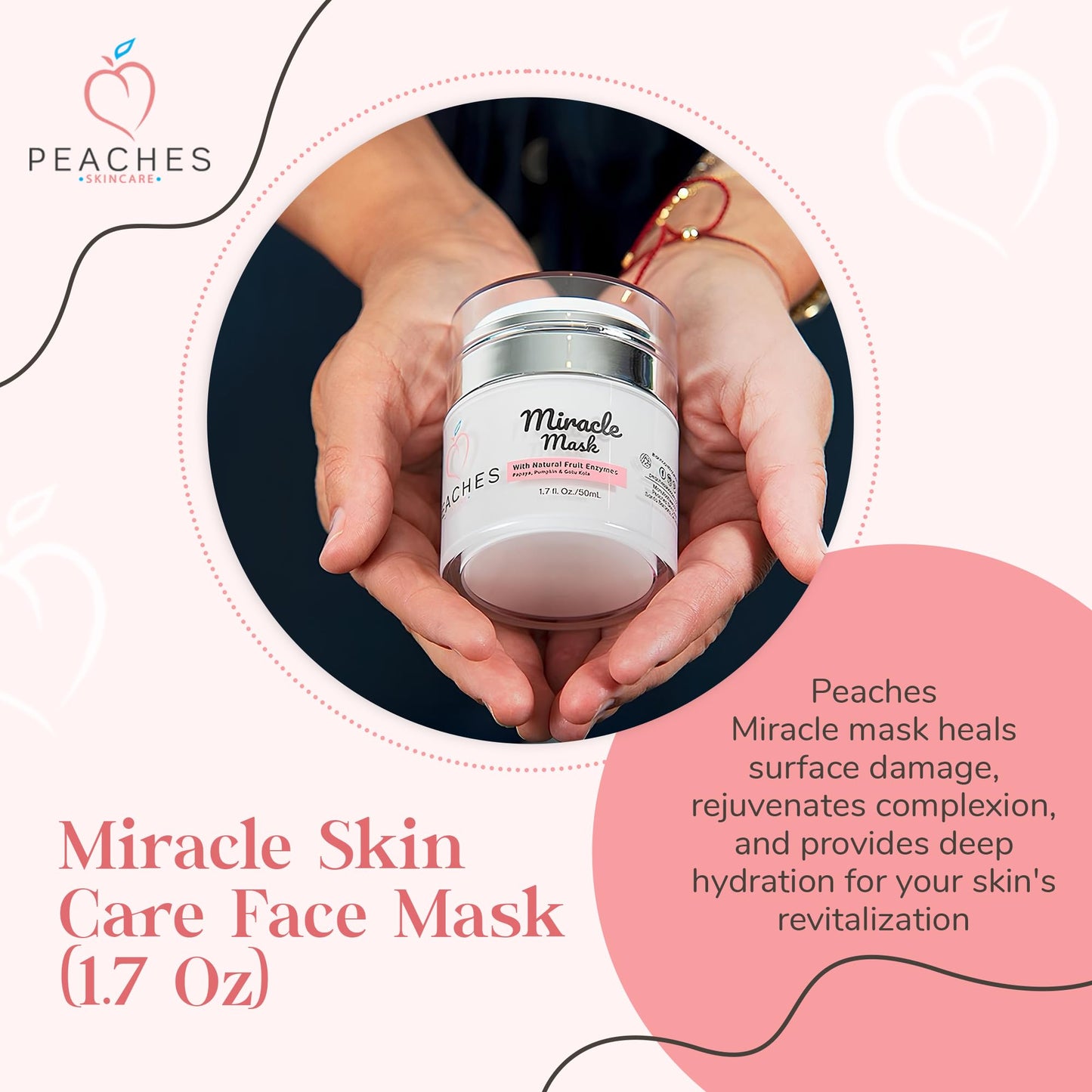 Hydrating Face Mask with Beeswax, Avocado Oil, Pumpkin, and More – Gently Removes Dead Skin Cells – Miracle Mask (1.7 oz) - Medaid International