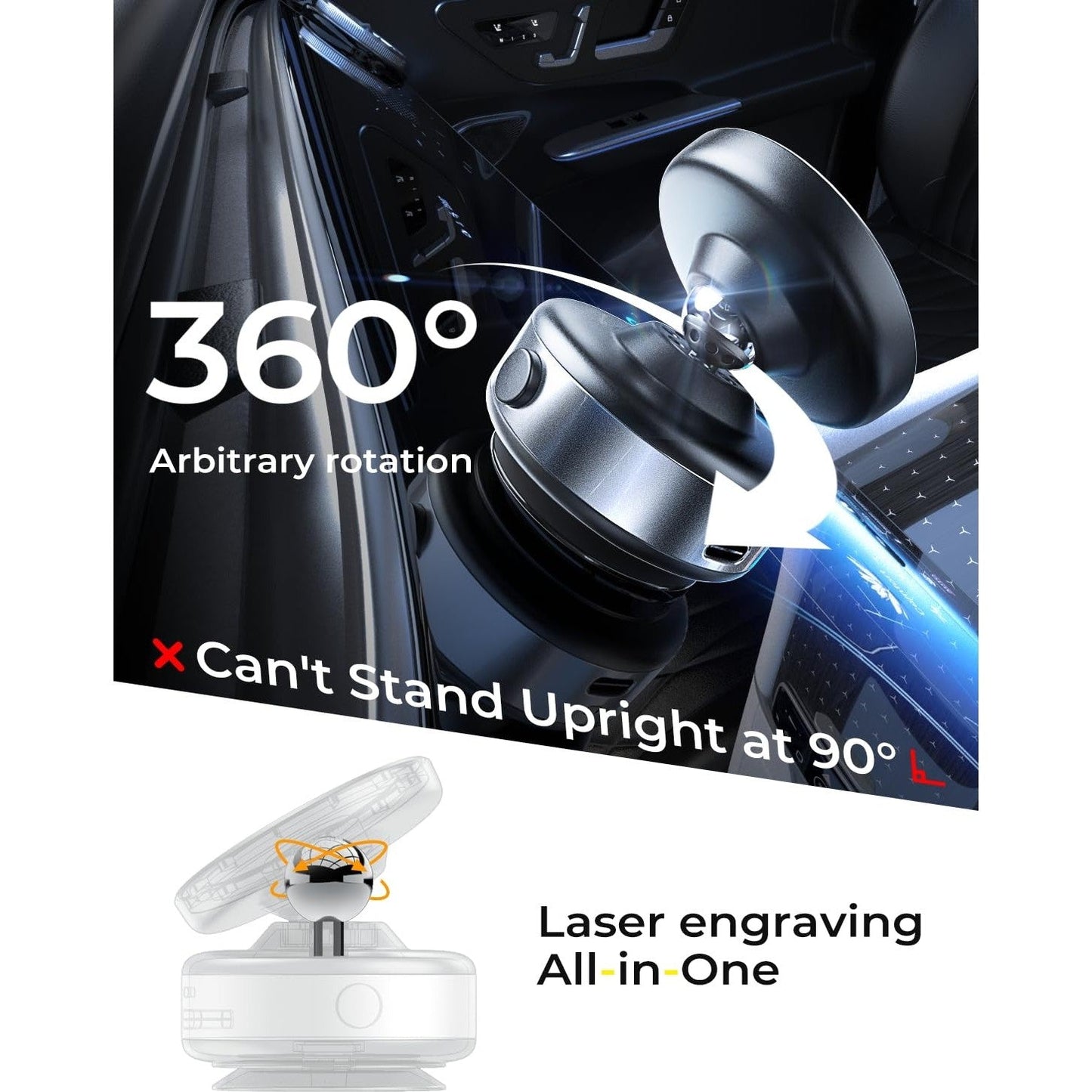 LISEN Suction Phone Mount, Content Creator Vlogging Portable Super Stable Electric Vacuum Magnetic Phone Holder, 360 Adjustable Travel Multi-Scene TikTok for iPhone 17 Pro Max Air 16e 16 15 14 13 - Medaid International