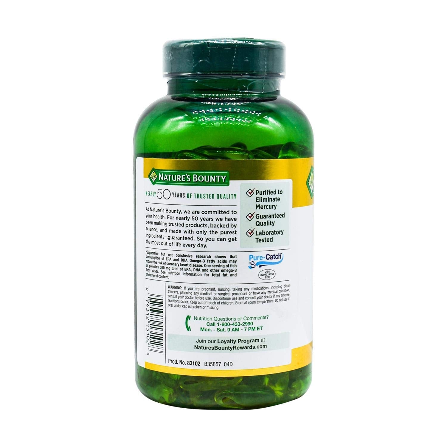 Nature's Bounty Fish Oil, Supports Heart Health, 1200 Mg, Rapid Release Softgels, 200 Ct - Medaid International