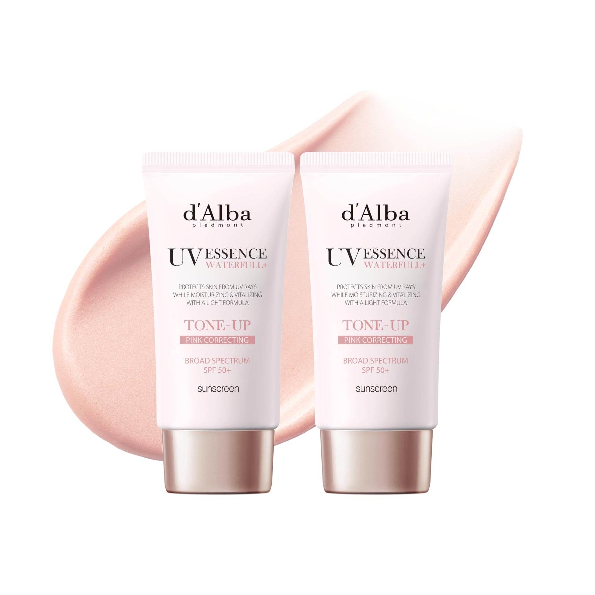 [2 ea] d'alba Piedmont Waterfull Tone-Up Sunscreen Serum BROAD SPECTRUM SPF 50 + Korean Sunscreen for Face, All Skin Tones, Sweat Proof Formula (2 x 1.69 fl.oz.) - Medaid International