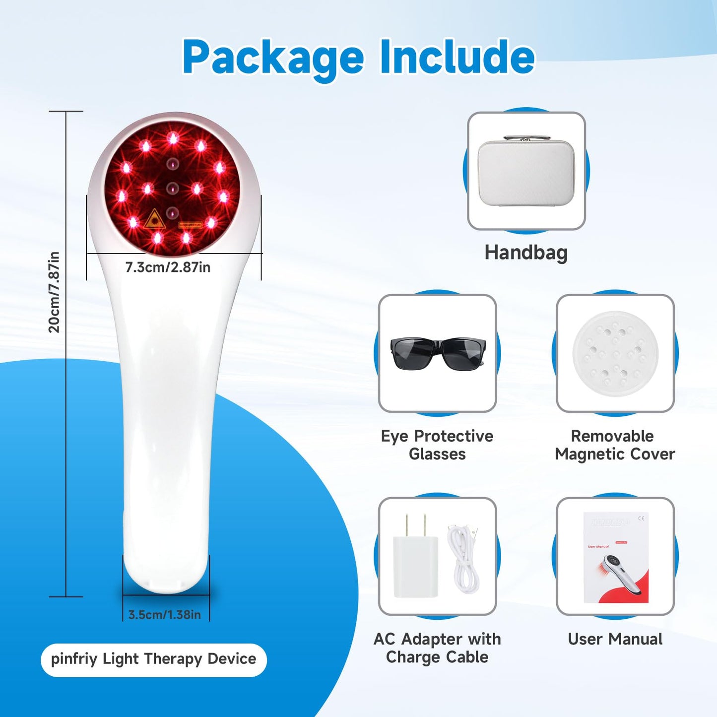 pinfriy 13*650nm & 3*808nm Handheld LLLT Cold Laser Therapy Device for Human & Pets, Infrared Light Therapy for Neck Back Wrist Shoulder, Joint and Muscles Pain Relief with Protective Magnetic Cover - Medaid International