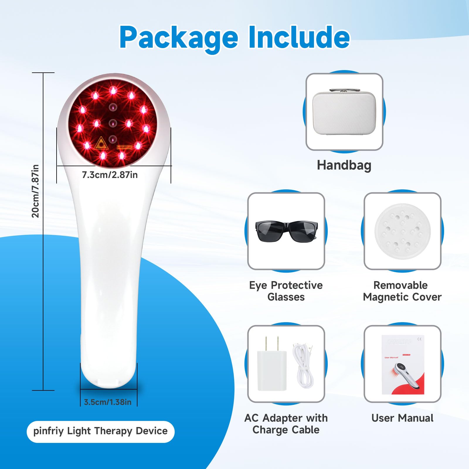 pinfriy 13*650nm & 3*808nm Handheld LLLT Cold Laser Therapy Device for Human & Pets, Infrared Light Therapy for Neck Back Wrist Shoulder, Joint and Muscles Pain Relief with Protective Magnetic Cover - Medaid International