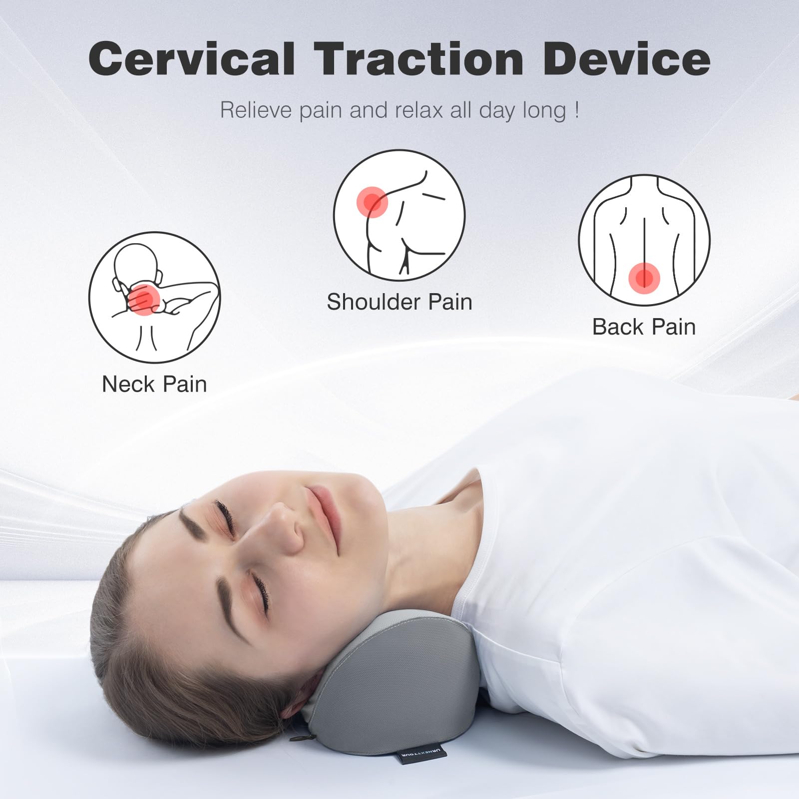 urnexttour Neck Cervical Pillow Cervical Traction Device Lumbar Support Memory Foam Roll Pillow Muscle Relief Shoulder Pain Relaxer Grey - Medaid International
