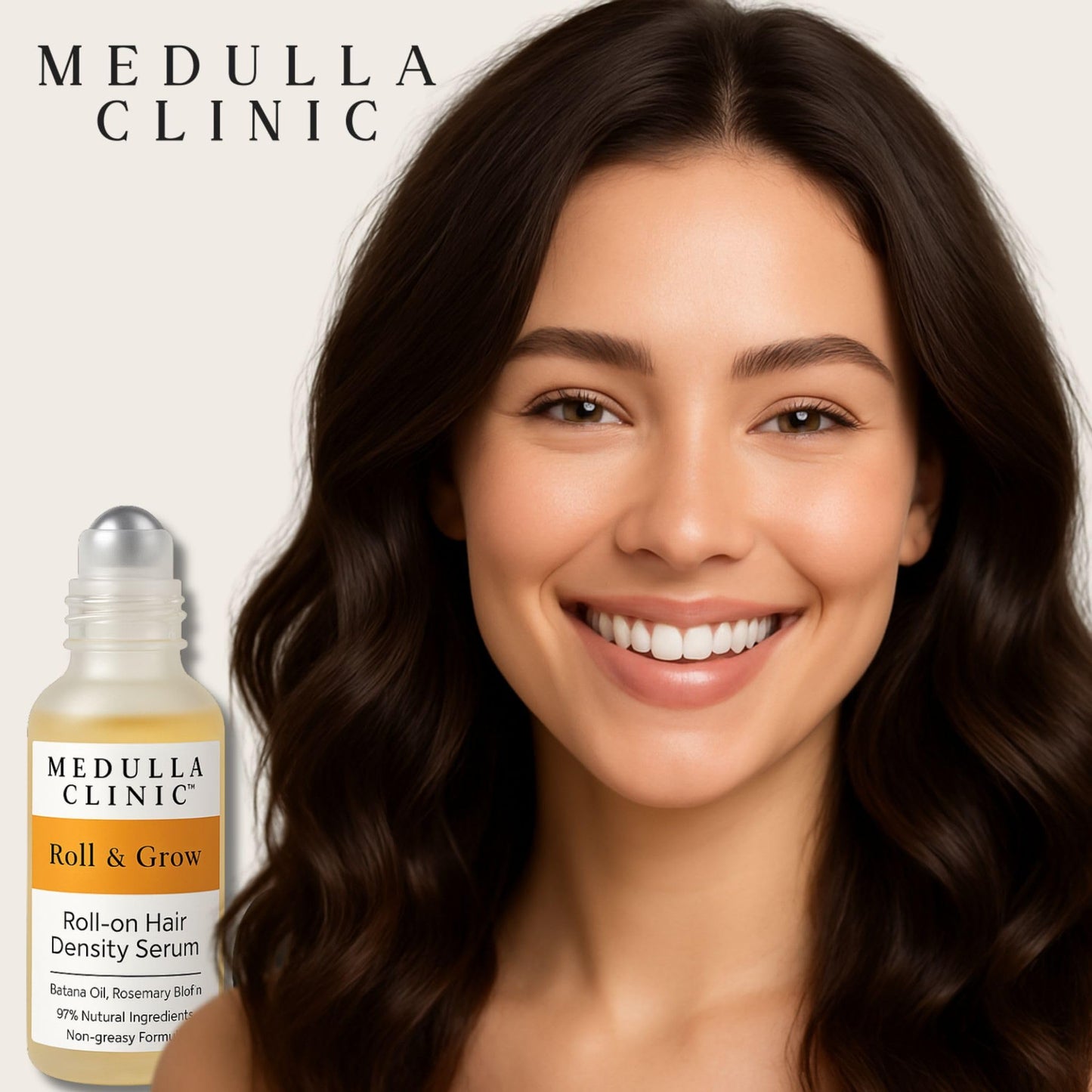 Medulla Clinic Roll & Grow Roll-on Hair Growth Serum with Batana, Rosemary & Biotin - Natural Scalp Treatment for Men & Women - Non-Greasy Easy Application - 1 fl oz | 30 ml - Medaid International